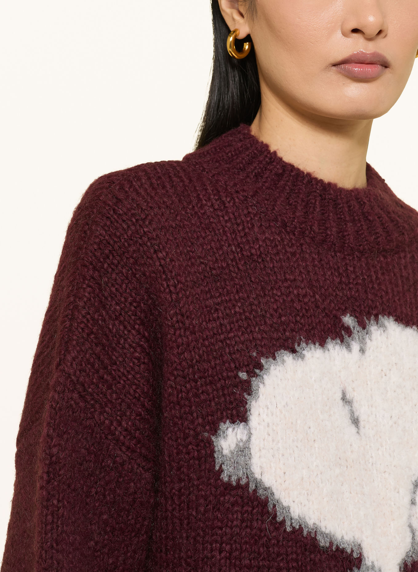 Princess GOES HOLLYWOOD Oversized-Pullover: DUNKELROT / ECRU / GRAU