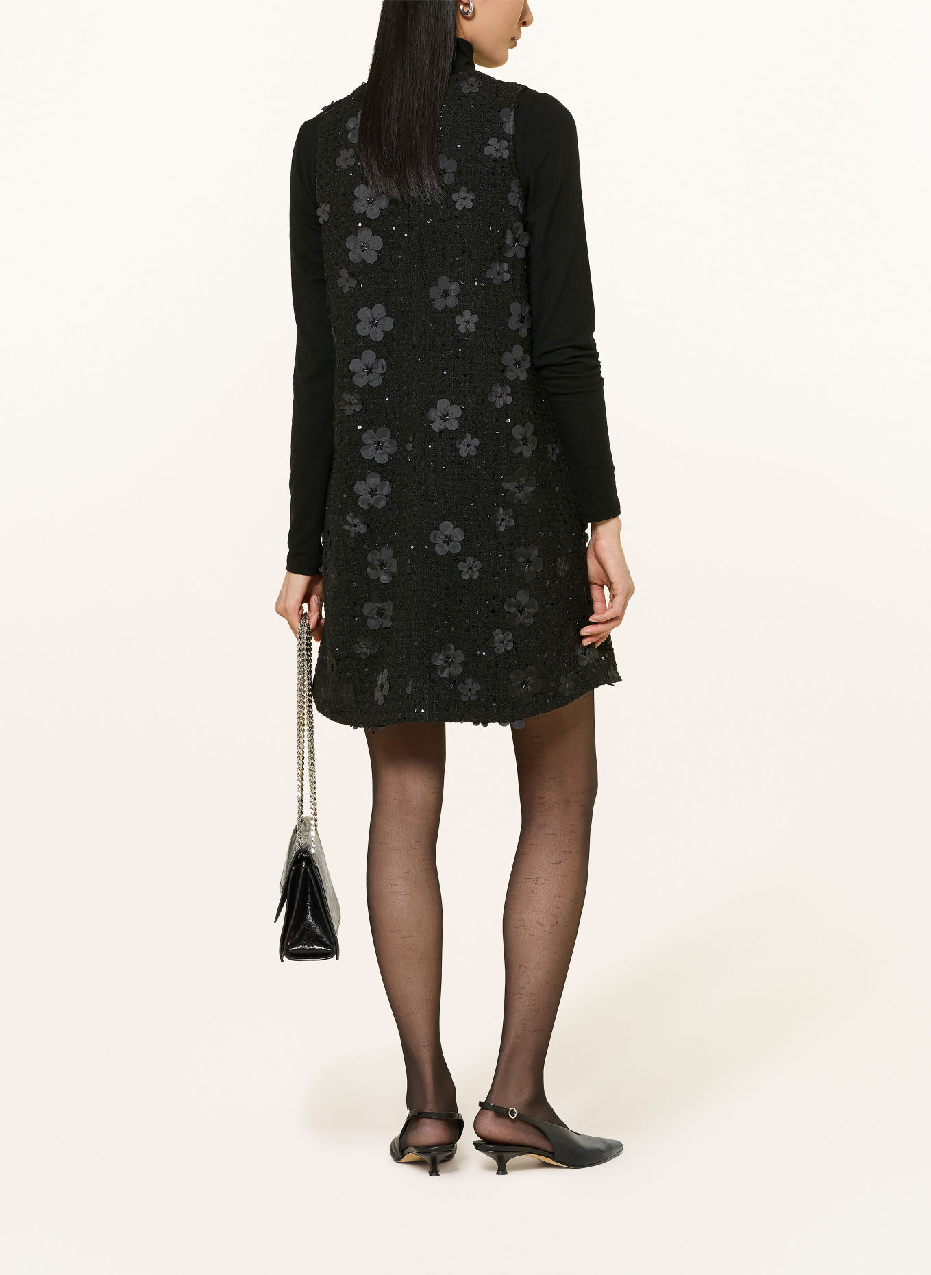 Princess GOES HOLLYWOOD Tweed-Kleid mit Schmucksteinen und Pailletten: SCHWARZ