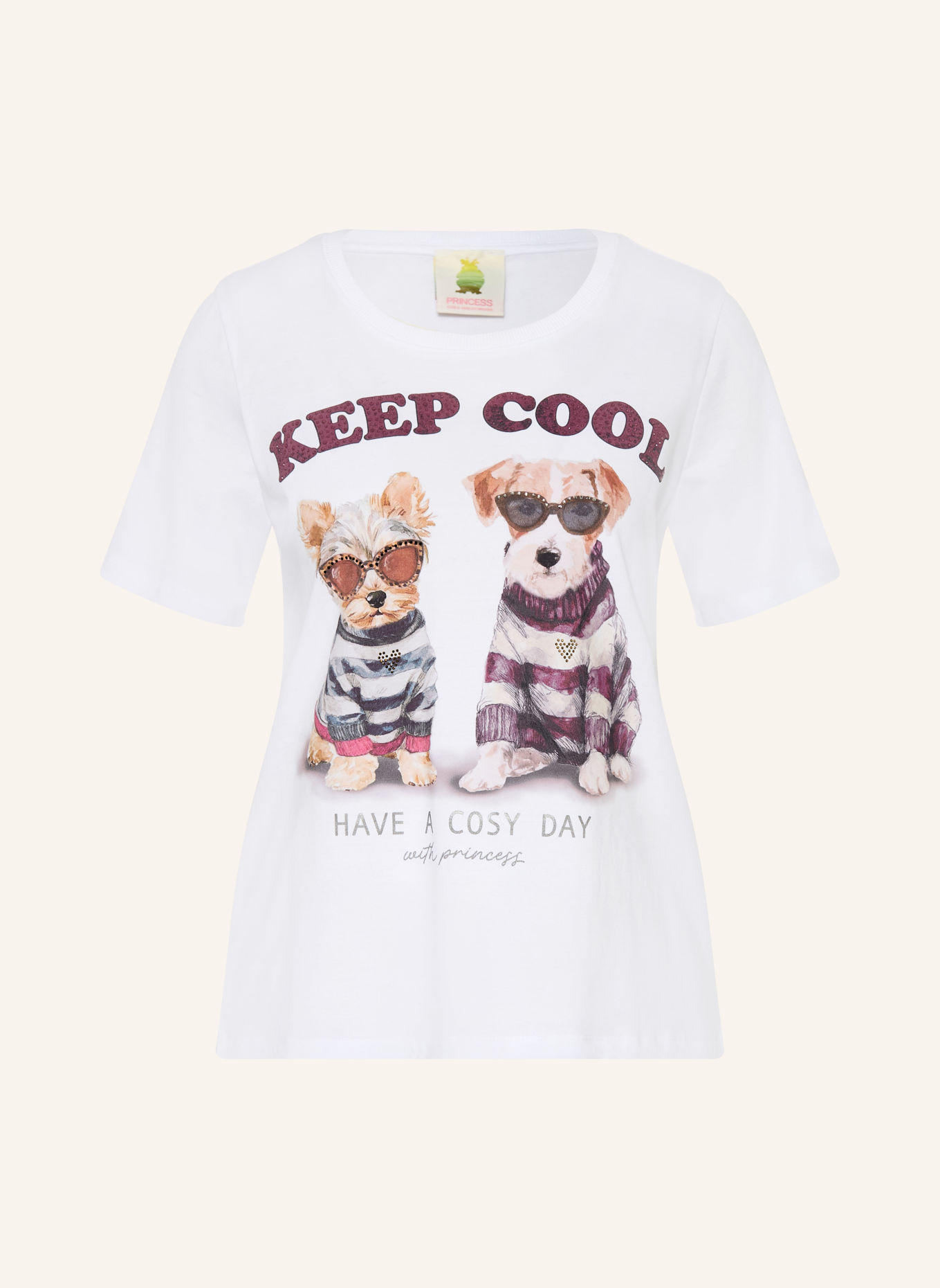 Princess GOES HOLLYWOOD T-shirt with rhinestones: WHITE