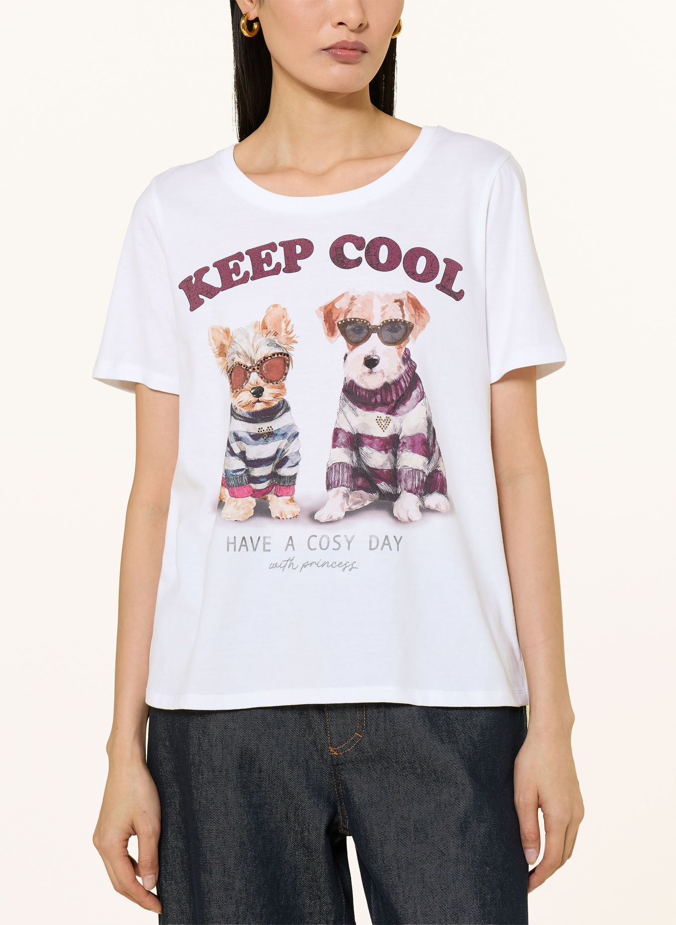 Princess GOES HOLLYWOOD T-shirt with rhinestones: WHITE