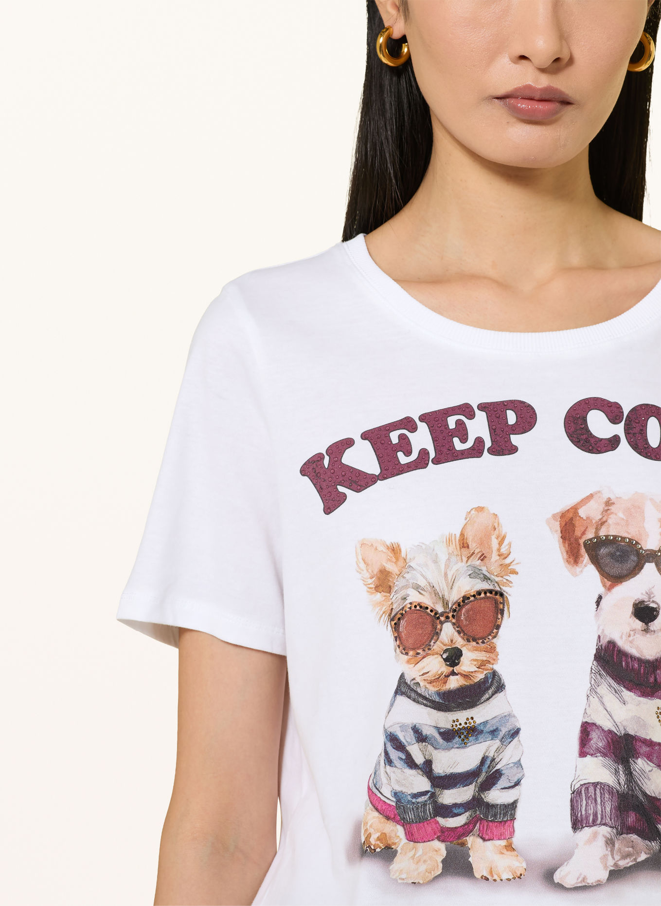 Princess GOES HOLLYWOOD T-shirt with rhinestones: WHITE