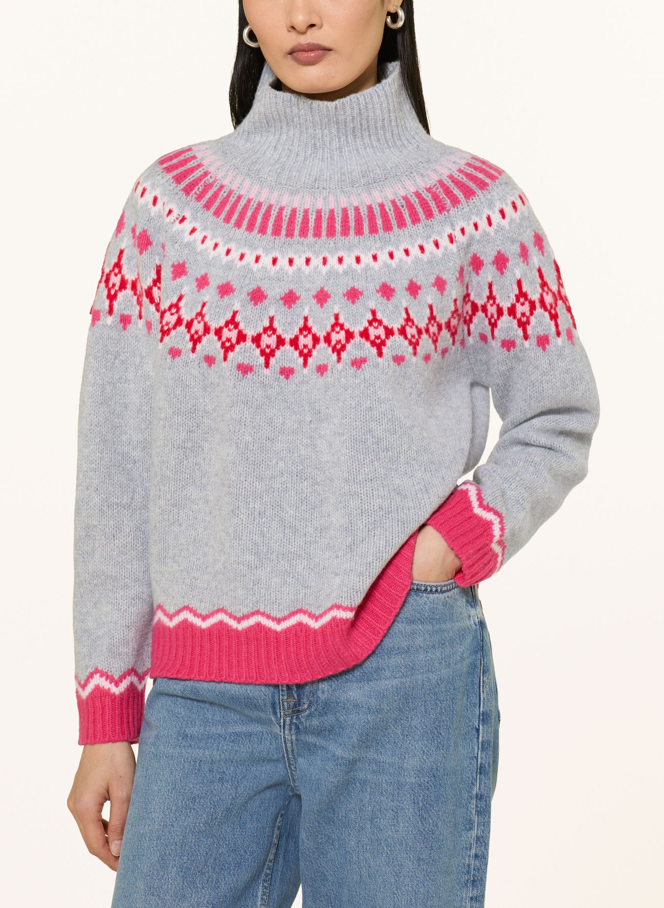 Princess GOES HOLLYWOOD Trui: LICHTGRIJS / ROZE / ROOD