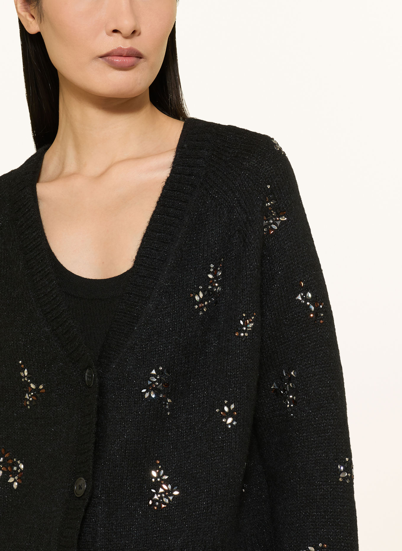 Princess GOES HOLLYWOOD Vest met sierstenen en glinsterend garen: ZWART