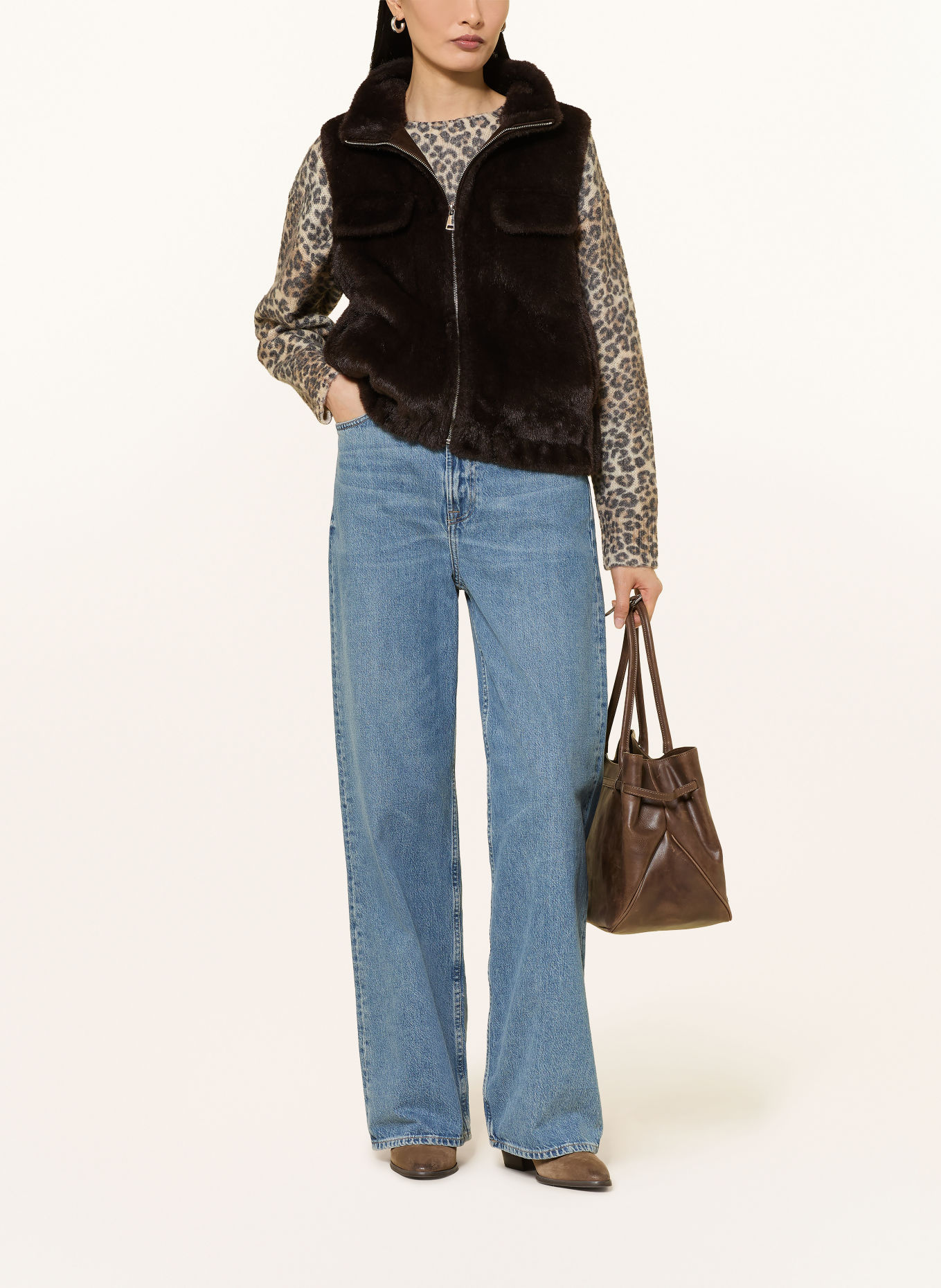 Princess GOES HOLLYWOOD Vest van kunstbont: MARRON FONCÉ