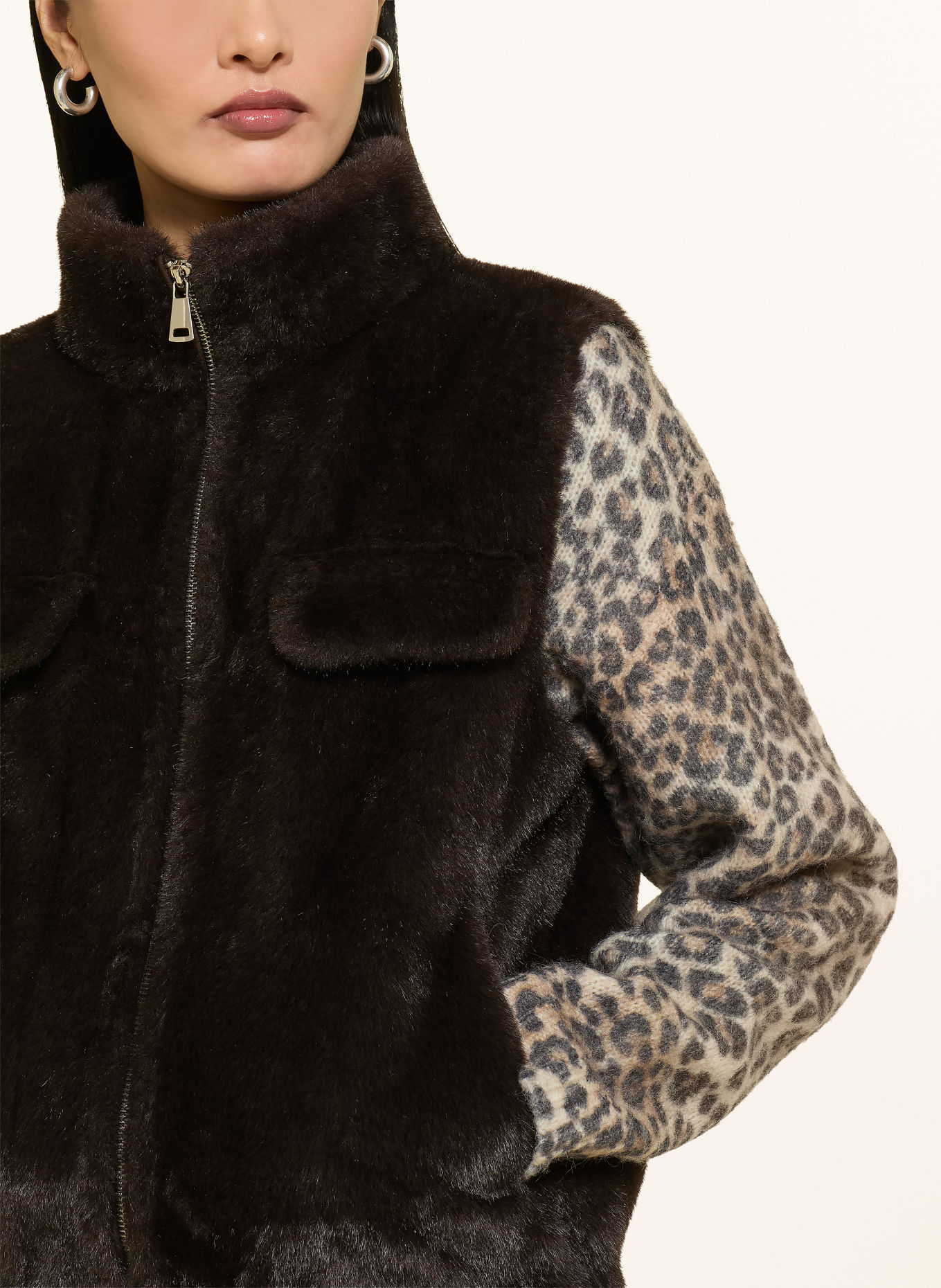 Princess GOES HOLLYWOOD Vest van kunstbont: MARRON FONCÉ