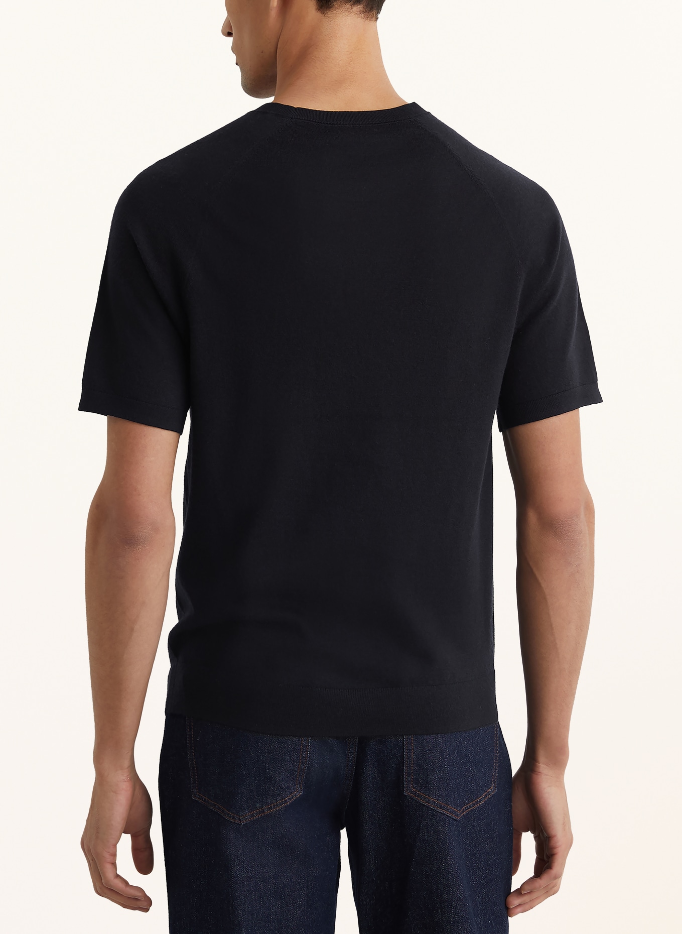 REISS Gebreid shirt BROOK: DONKERBLAUW