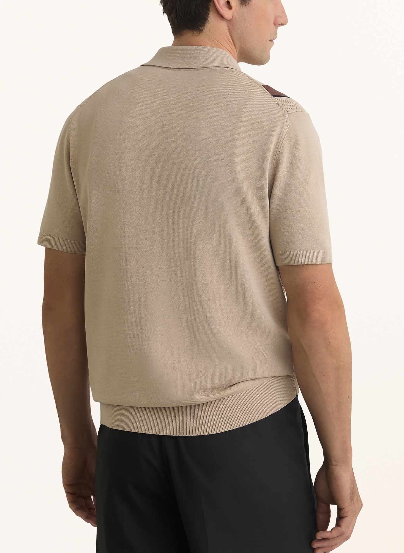 REISS Gebreid overhemd AXIS Slim Fit: BEIGE / BRUIN / ZWART