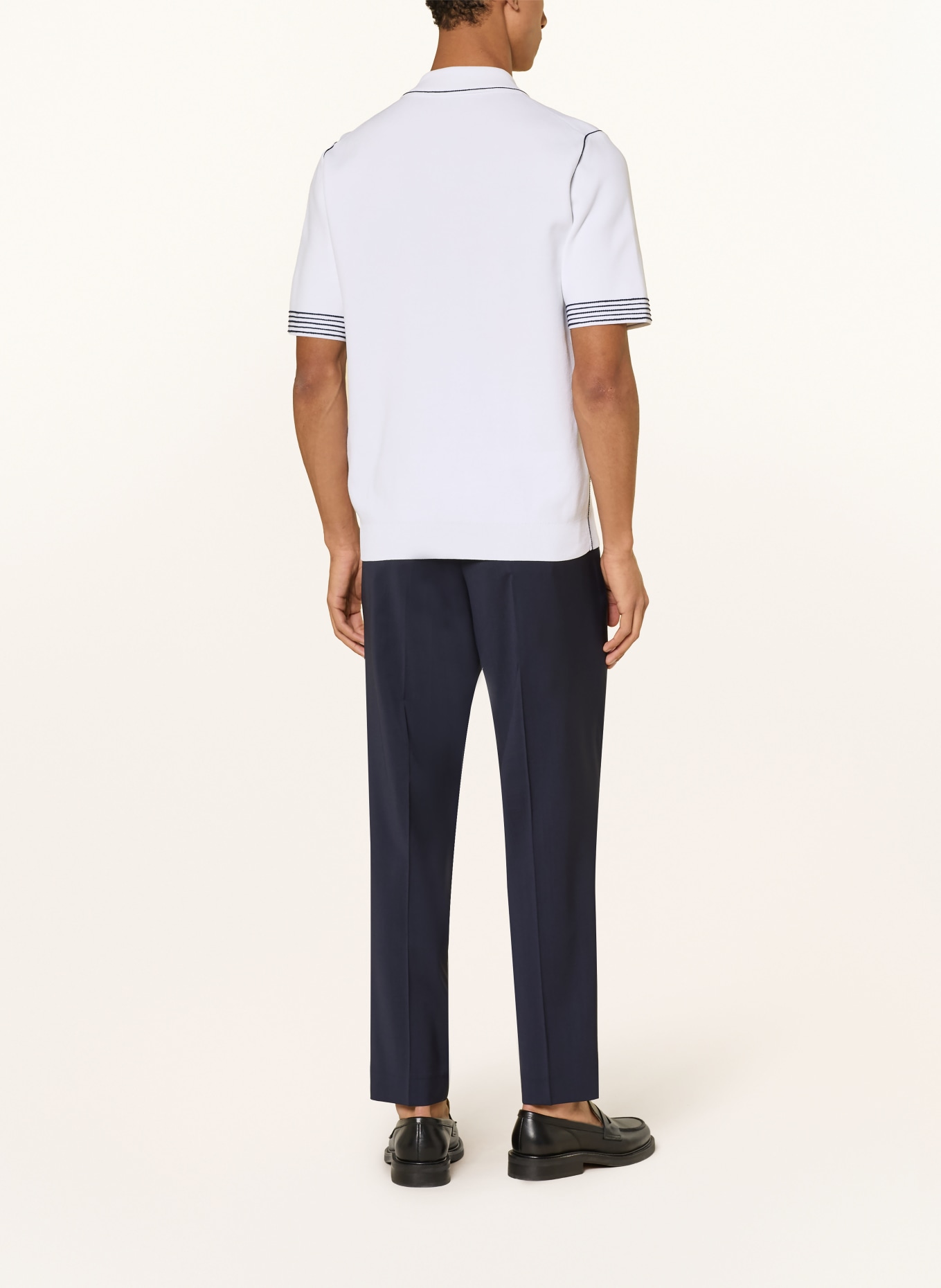 REISS Gebreid poloshirt MASON: WIT / DONKERBLAUW