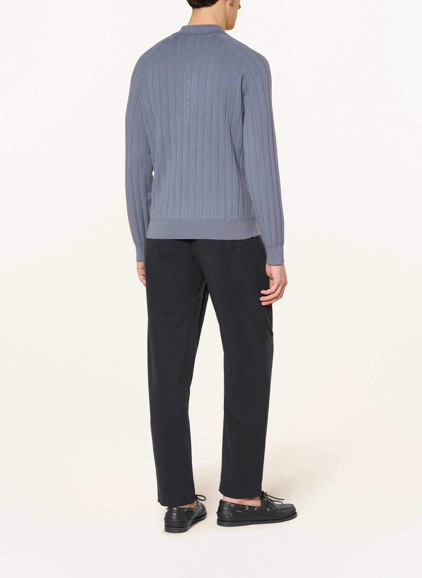 REISS Gebreid poloshirt DILLINGHAM: BLAUW