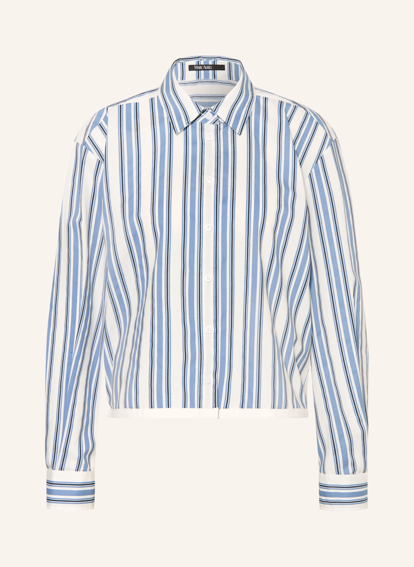 MARC AUREL shirt blouse: WHITE / BLUE GRAY / BLACK