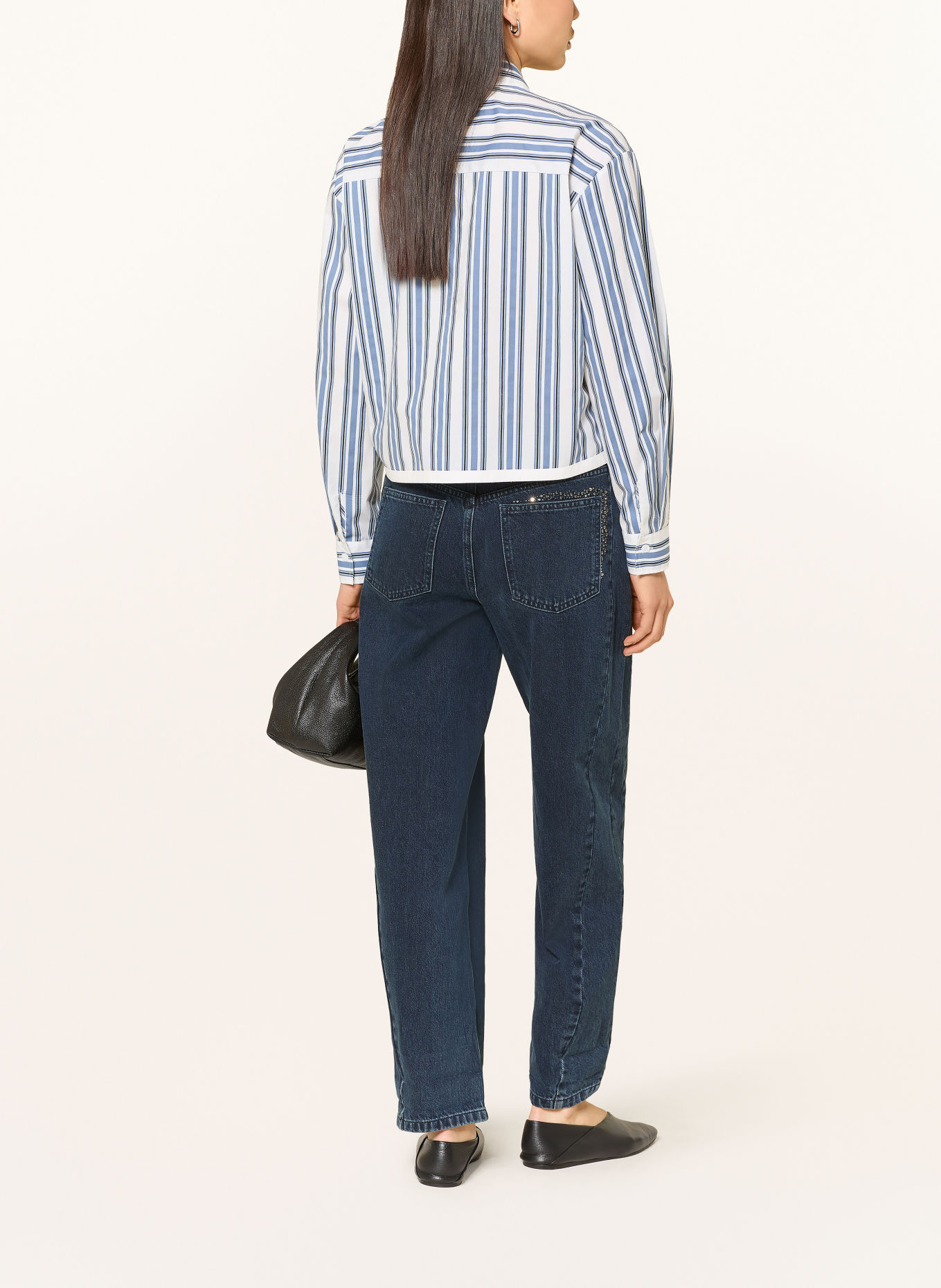 MARC AUREL shirt blouse: WHITE / BLUE GRAY / BLACK