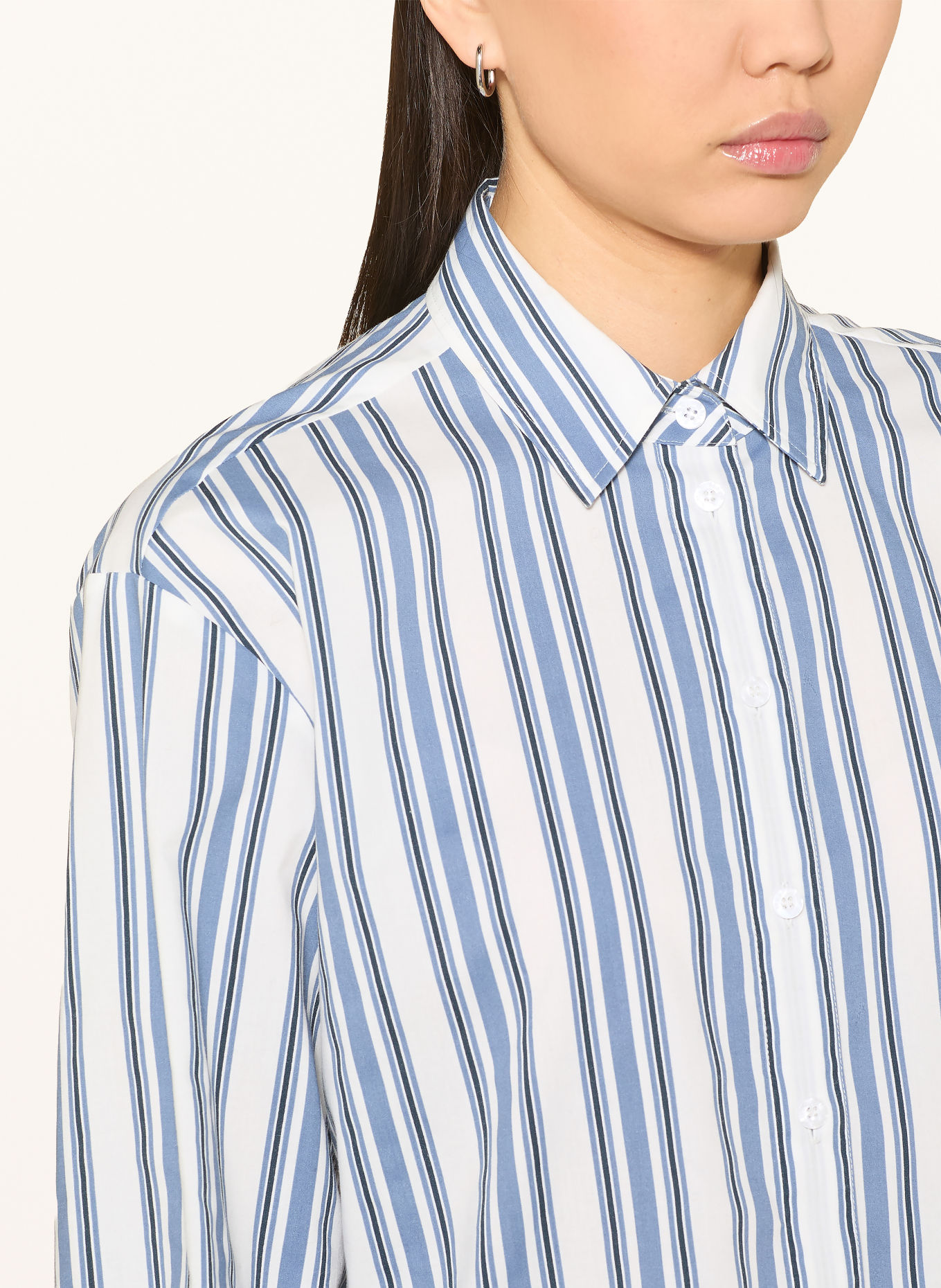 MARC AUREL shirt blouse: WHITE / BLUE GRAY / BLACK