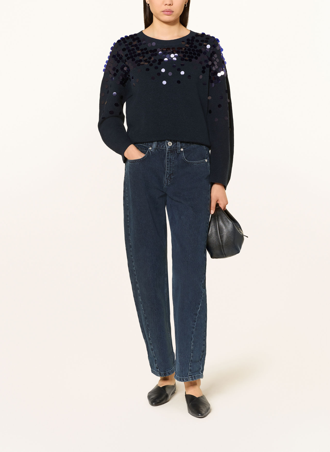 MARC AUREL Trui met pailletten: DONKERBLAUW
