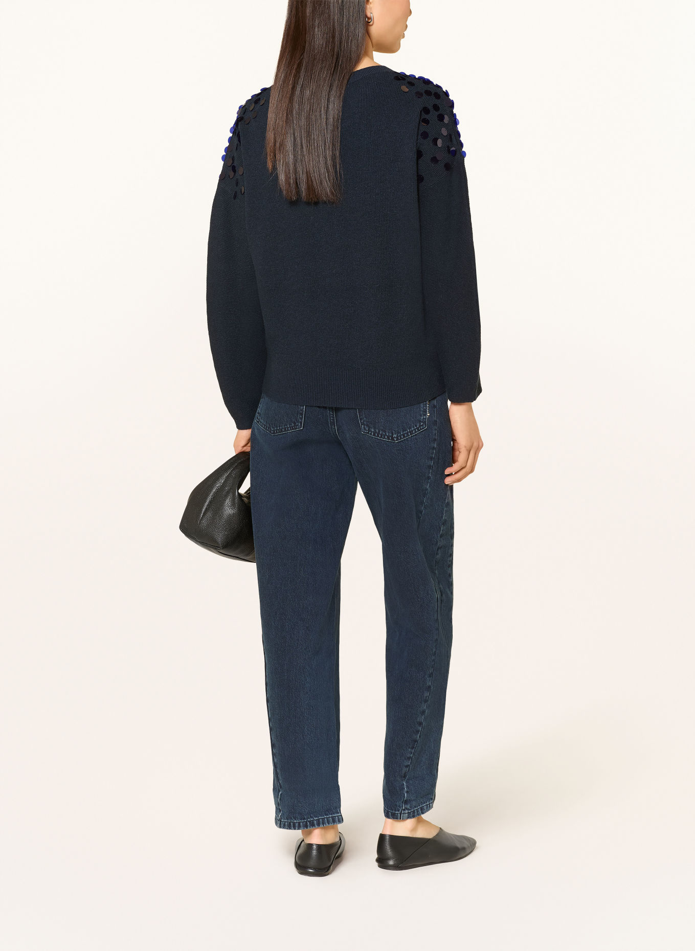 MARC AUREL Trui met pailletten: DONKERBLAUW