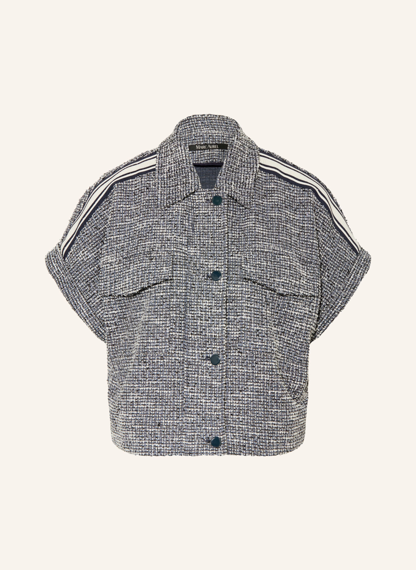 MARC AUREL Kastenjacke aus Bouclé mit Glitzergarn: BLAU / WEISS