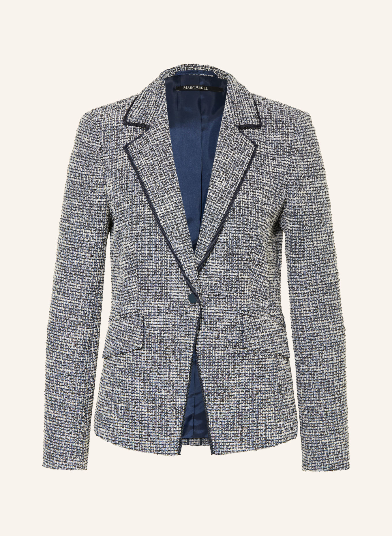 MARC AUREL Bouclé blazer with glitter yarn: BLUE / WHITE / BLACK