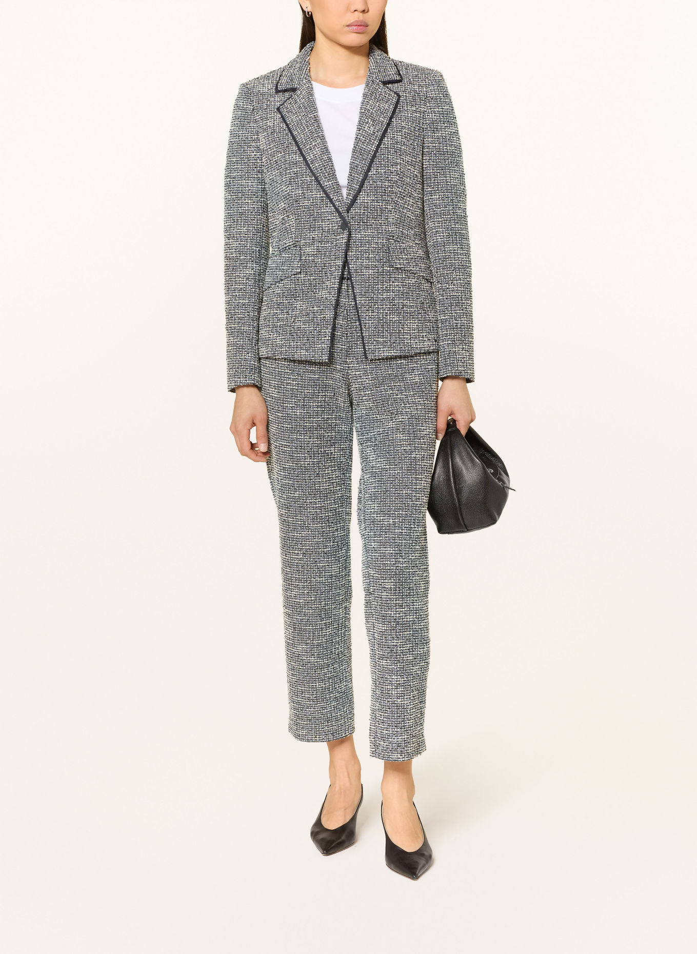 MARC AUREL Bouclé blazer with glitter yarn: BLUE / WHITE / BLACK