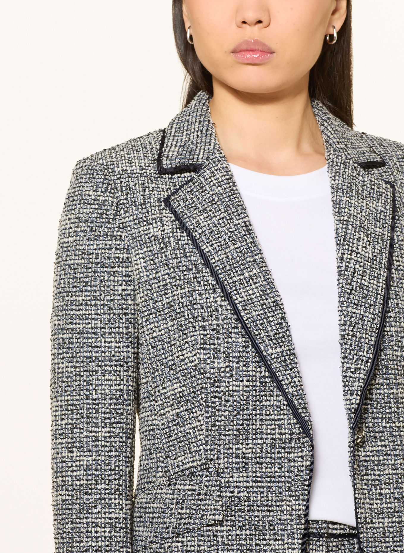 MARC AUREL Bouclé blazer with glitter yarn: BLUE / WHITE / BLACK