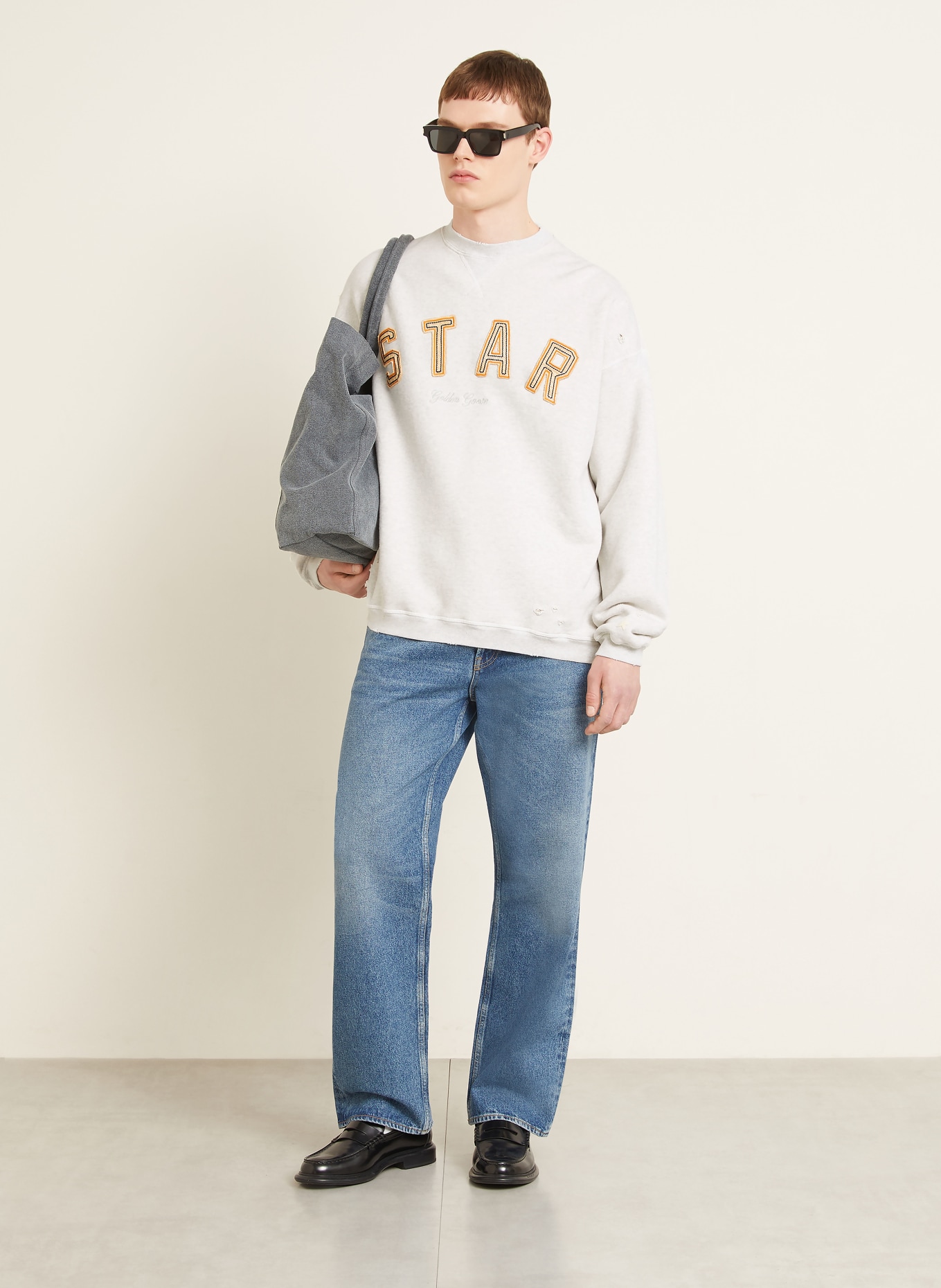 GOLDEN GOOSE Oversized-sweatshirt STAR: LICHTGRIJS / BEIGE / ORANJE