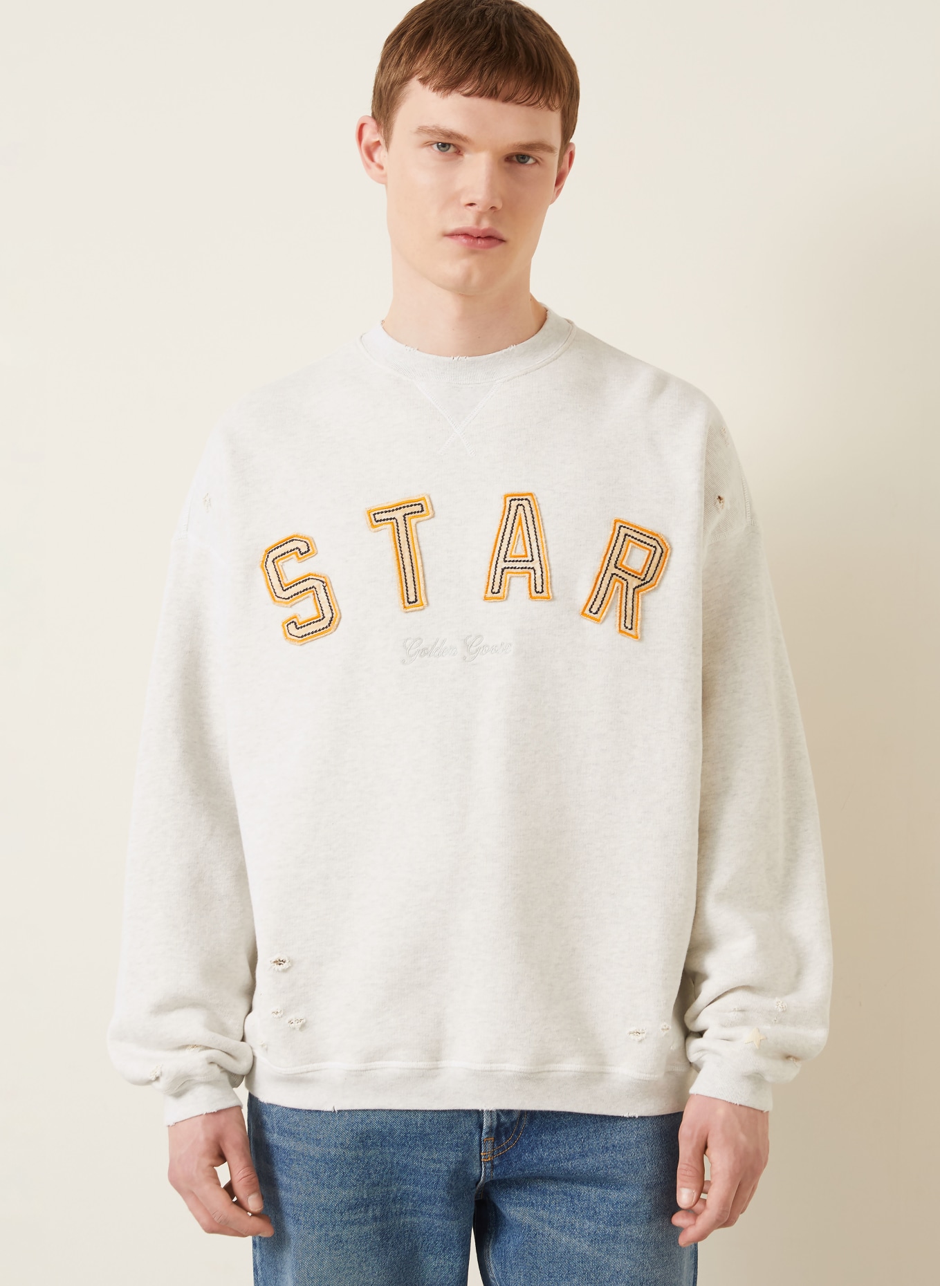GOLDEN GOOSE Oversized-sweatshirt STAR: LICHTGRIJS / BEIGE / ORANJE