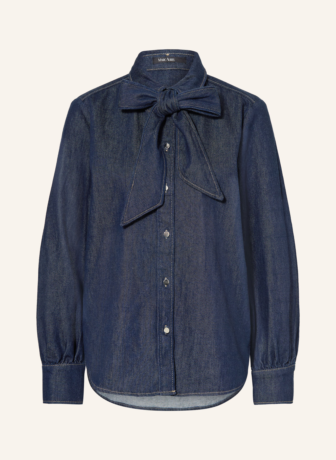 MARC AUREL Jeansbluse mit abnehmbarer Schluppe: DUNKELBLAU