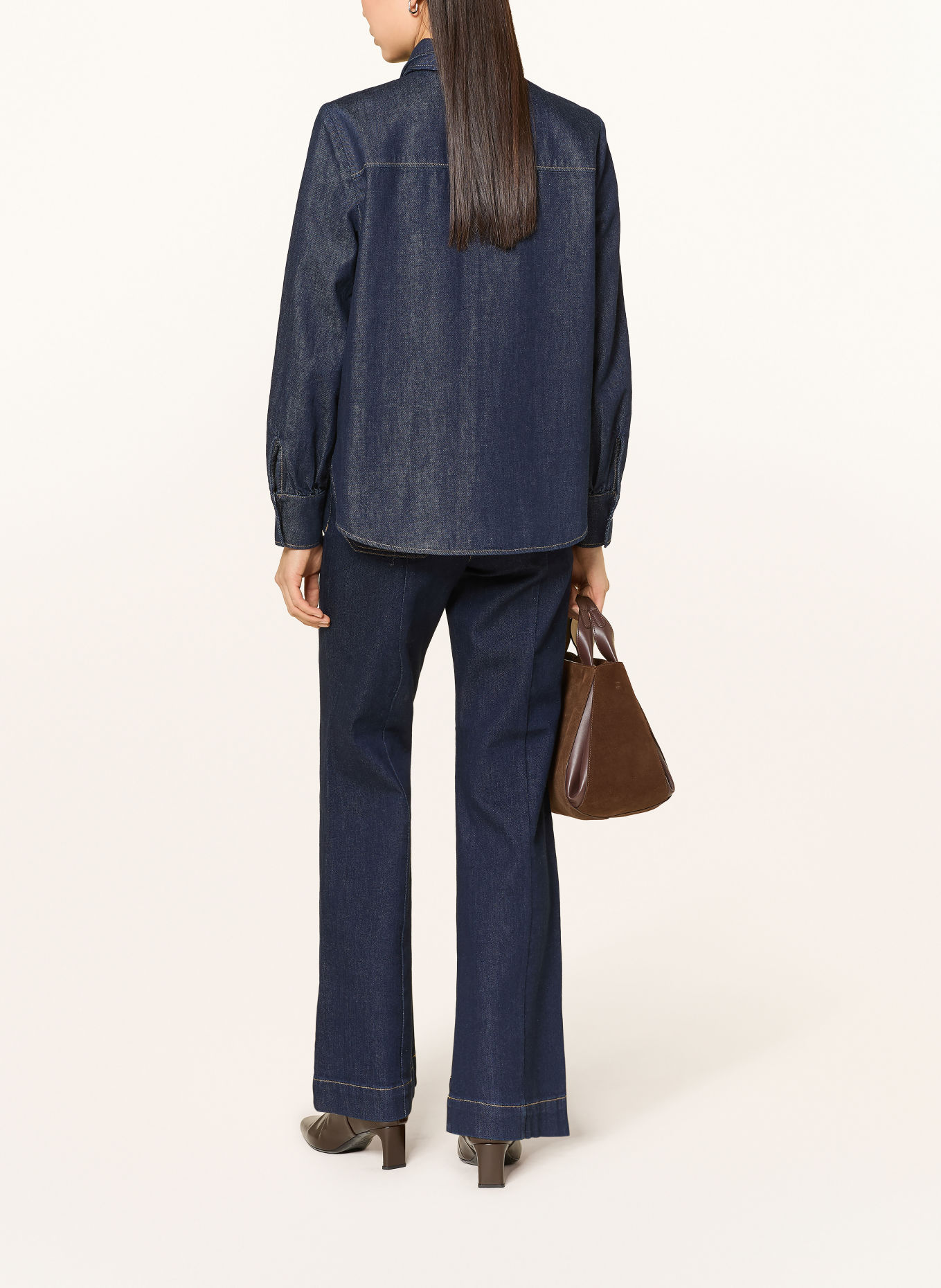 MARC AUREL Jeansbluse mit abnehmbarer Schluppe: DUNKELBLAU