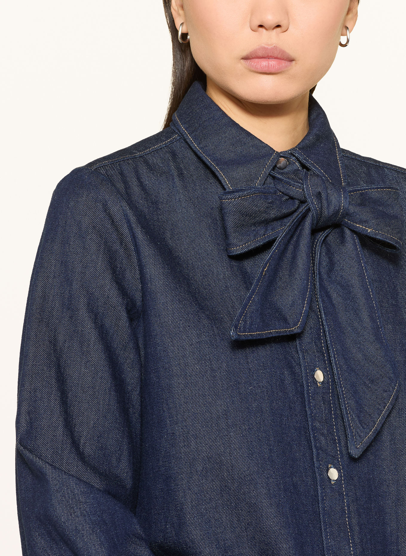 MARC AUREL Jeansbluse mit abnehmbarer Schluppe: DUNKELBLAU