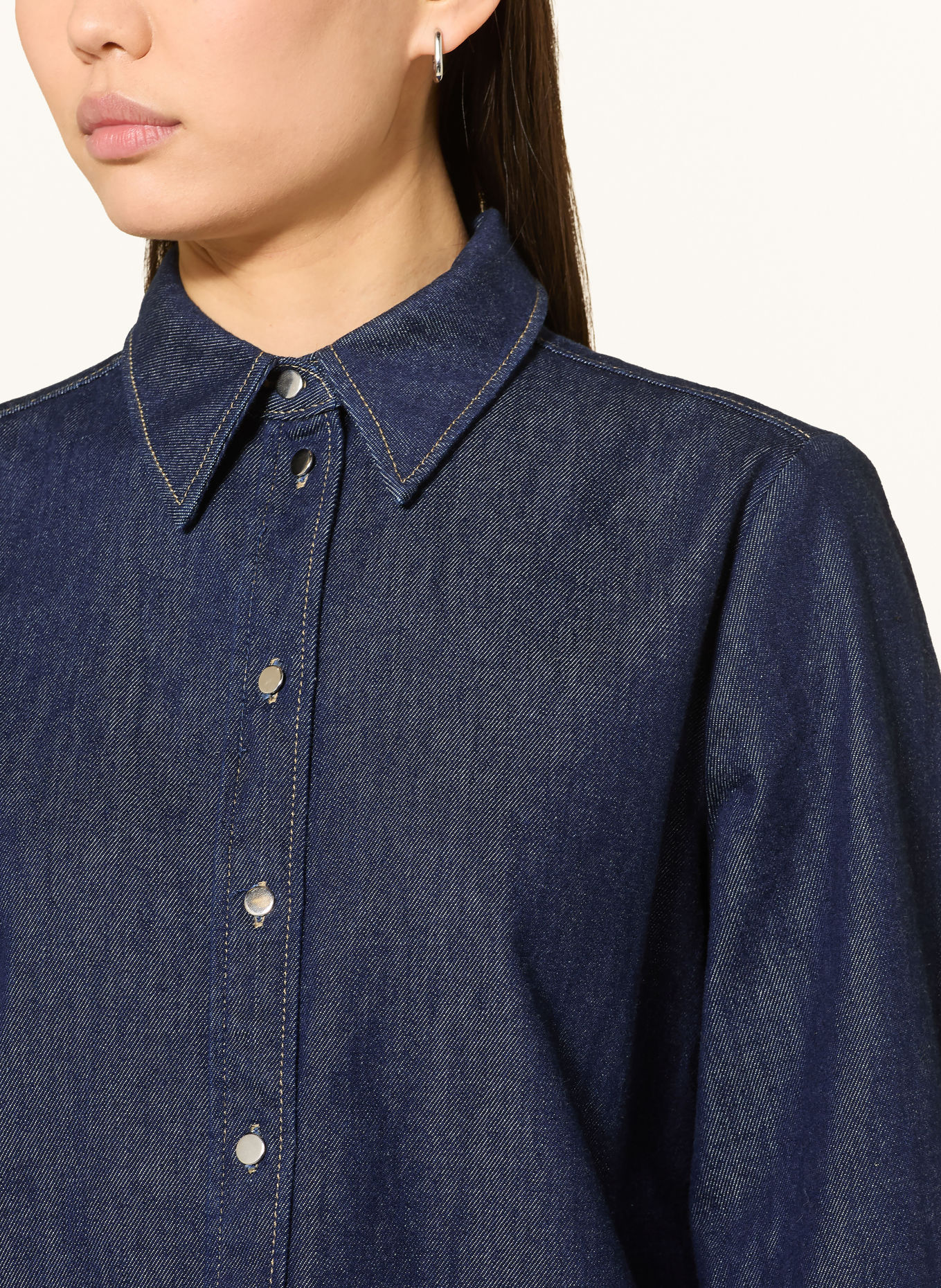 MARC AUREL Jeansbluse mit abnehmbarer Schluppe: DUNKELBLAU