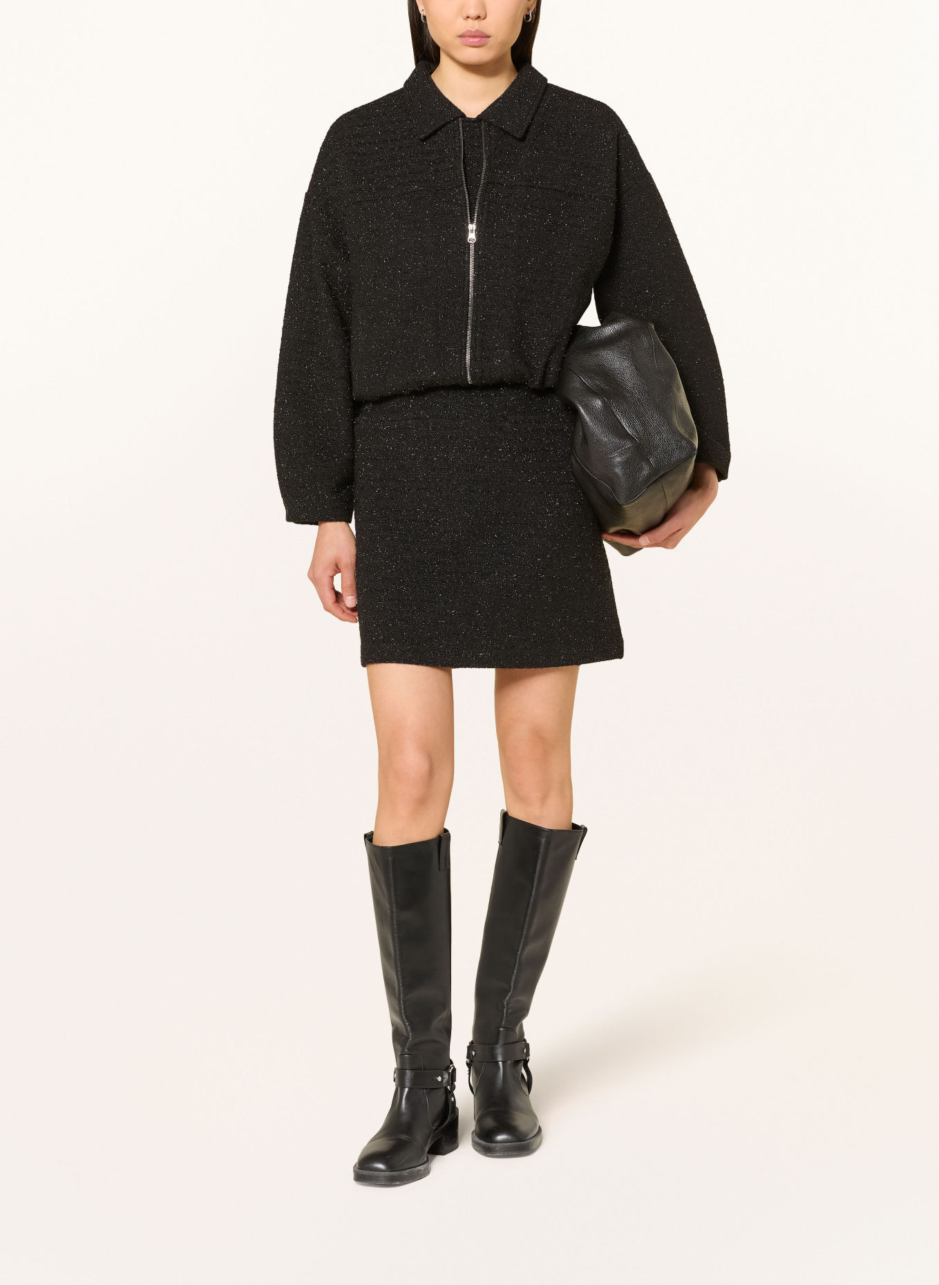 MARC AUREL Blouson met glittergaren: ZWART