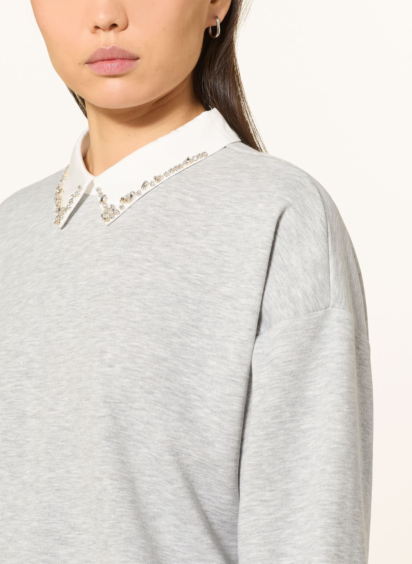 MARC AUREL Sweatshirt met sierstenen: LICHTGRIJS