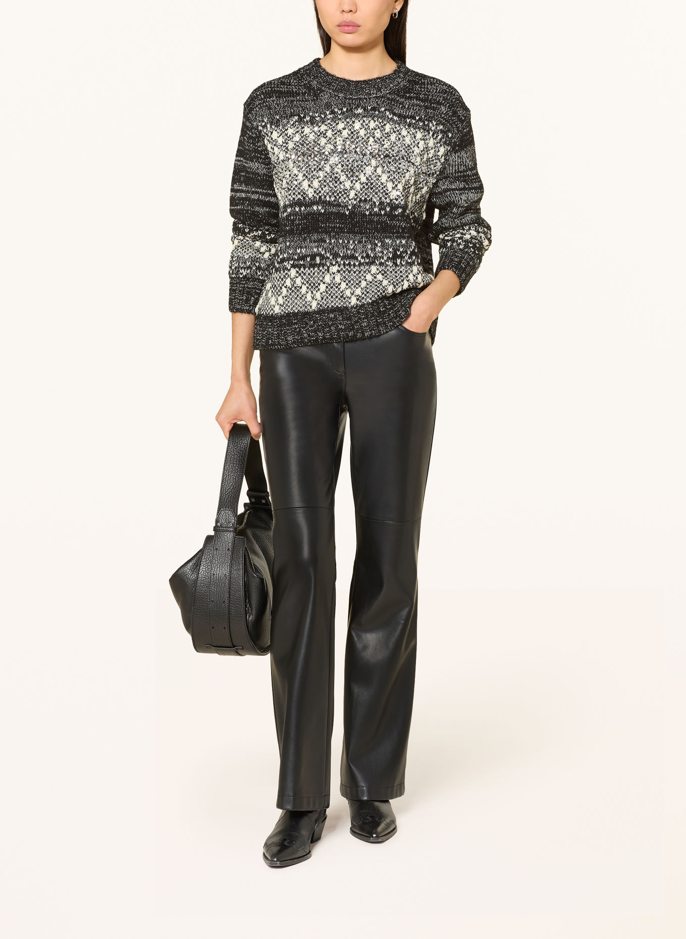MARC AUREL Trui met pailletten: ZWART / ZILVER / WIT