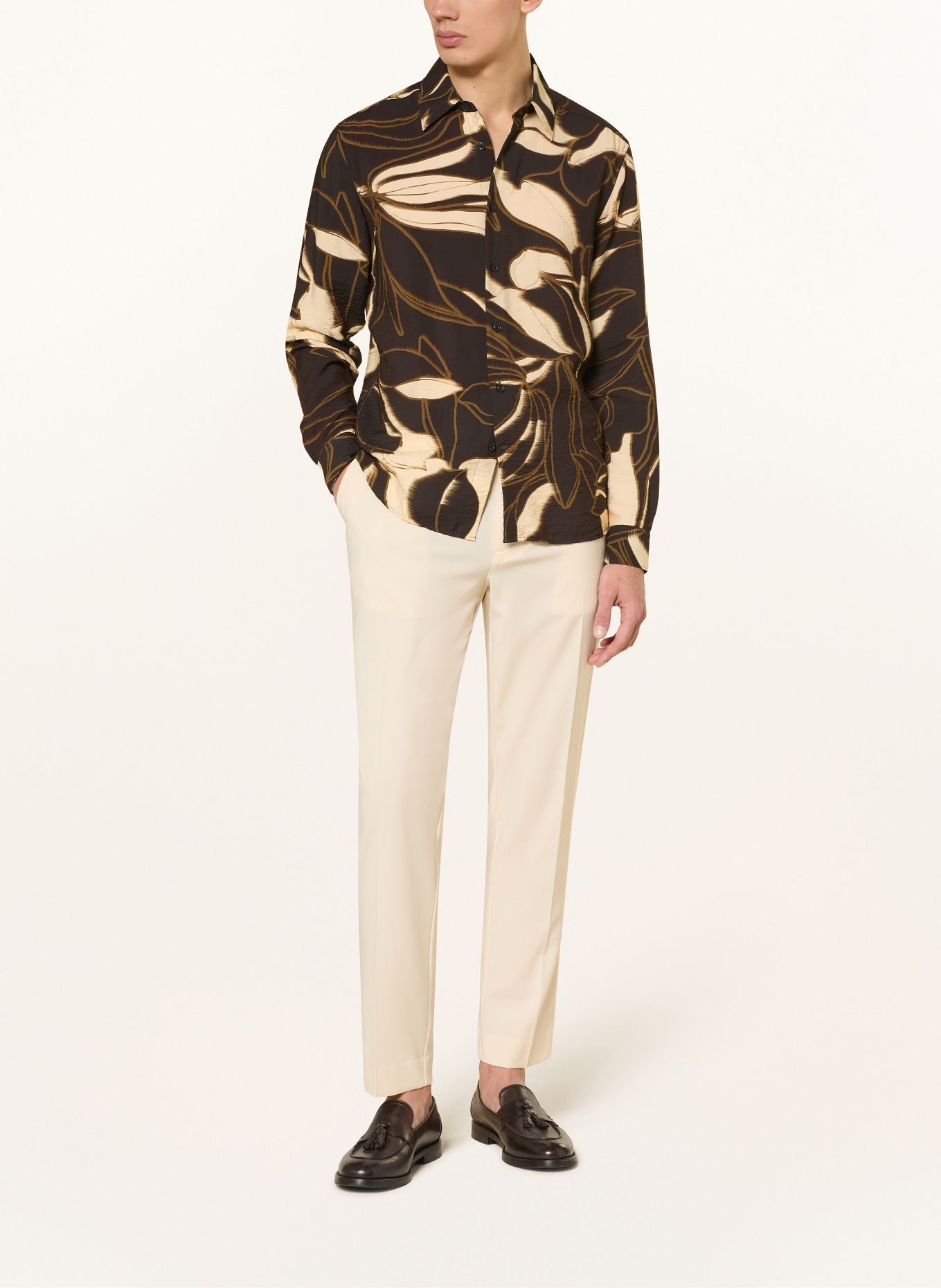 REISS Overhemd PALOMA Regular Fit: ZWART / BRUIN / LICHTGEEL