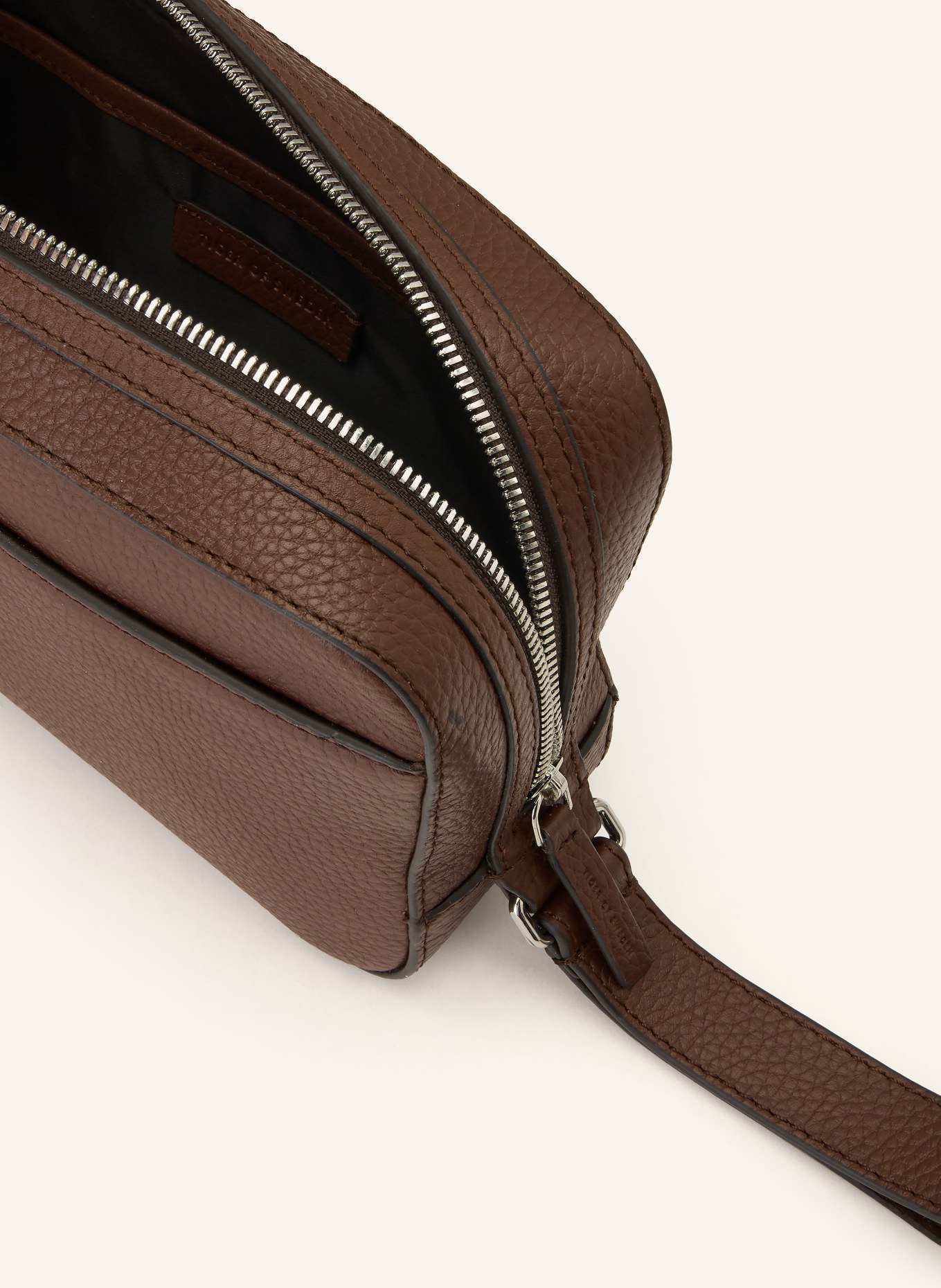 TIGER OF SWEDEN WES Shoulder Bag: DARK BROWN / SILVER