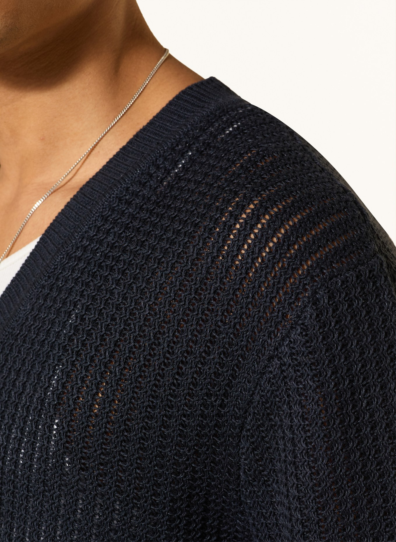 NN.07 Strickjacke TIM aus Leinen: DUNKELBLAU