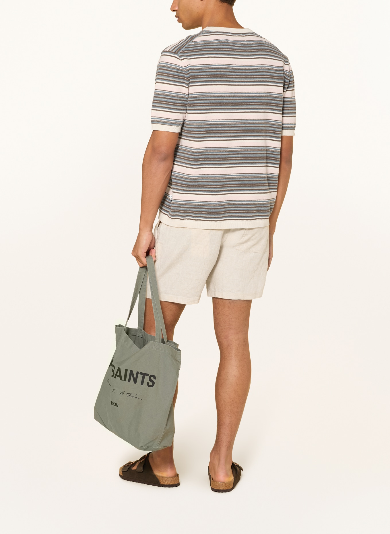 NN.07 T-Shirt DANNY aus Frottee: PETROL / DUNKELBRAUN / ROSÉ