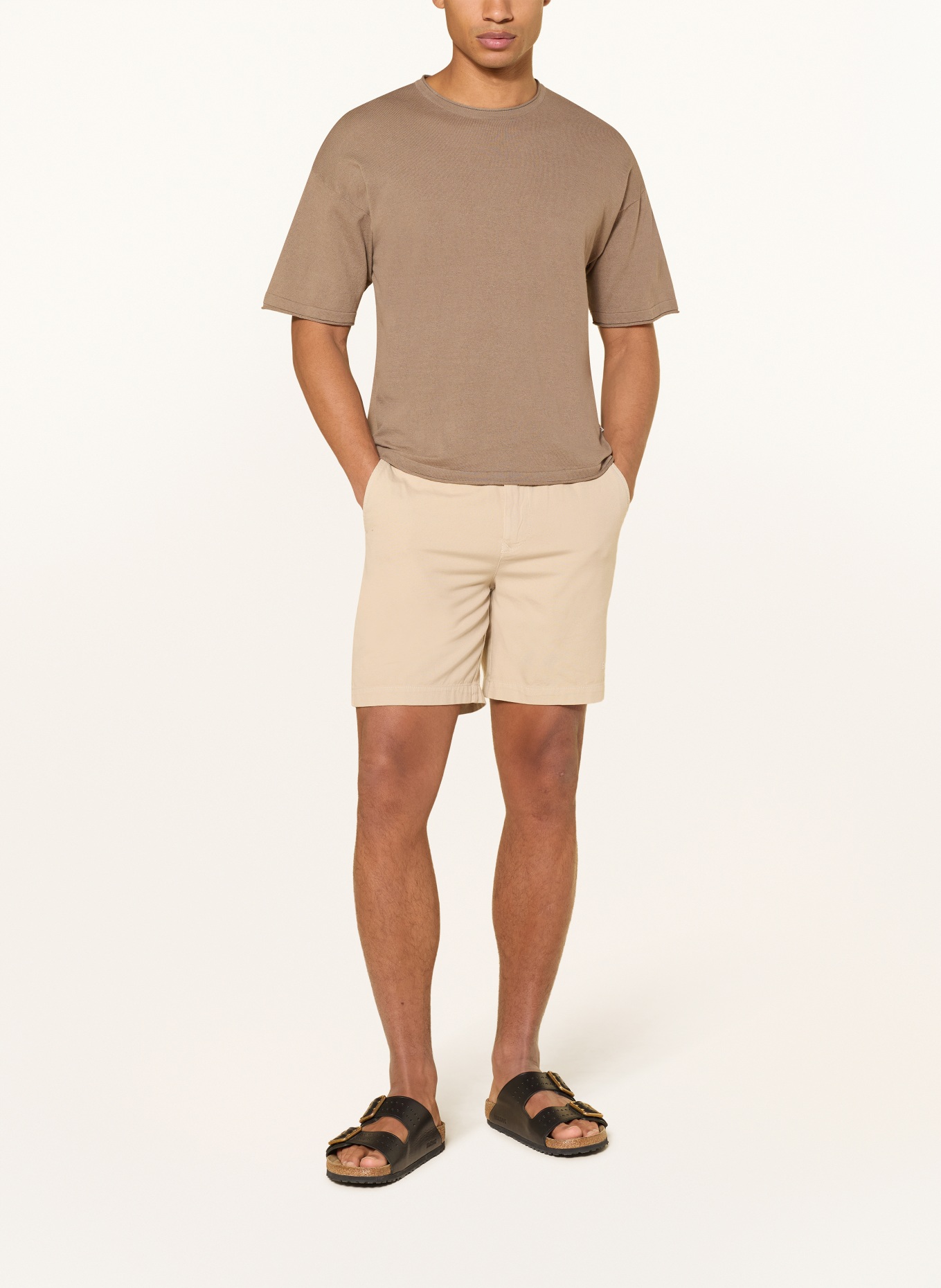 NN.07 RYAN Knit Shirt with Linen: KHAKI
