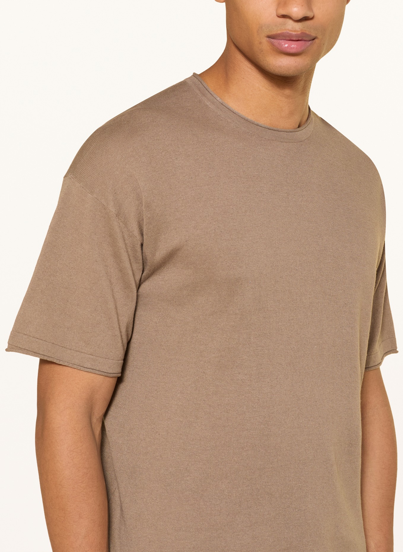 NN.07 RYAN Knit Shirt with Linen: KHAKI