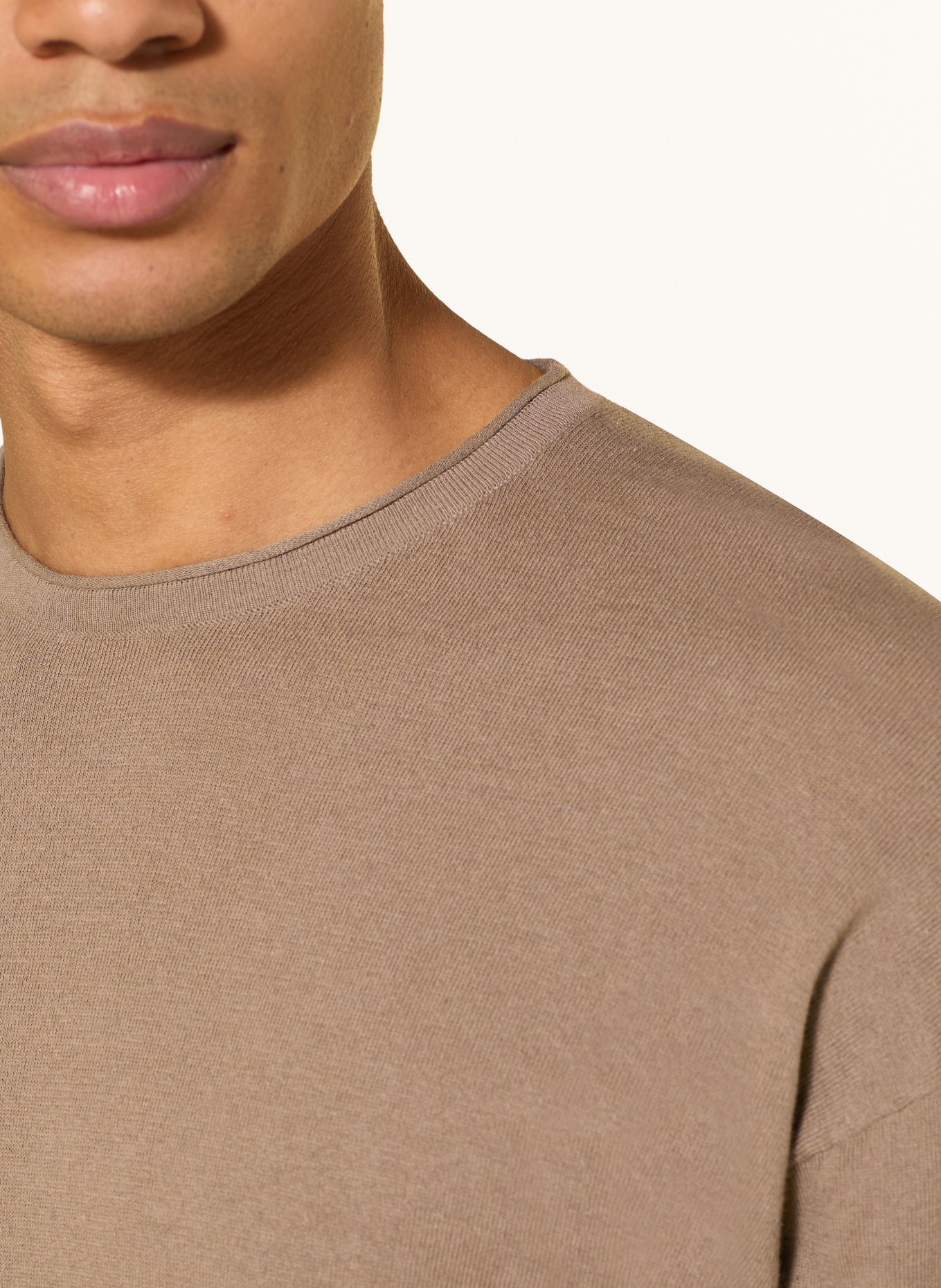 NN.07 RYAN Knit Shirt with Linen: KHAKI