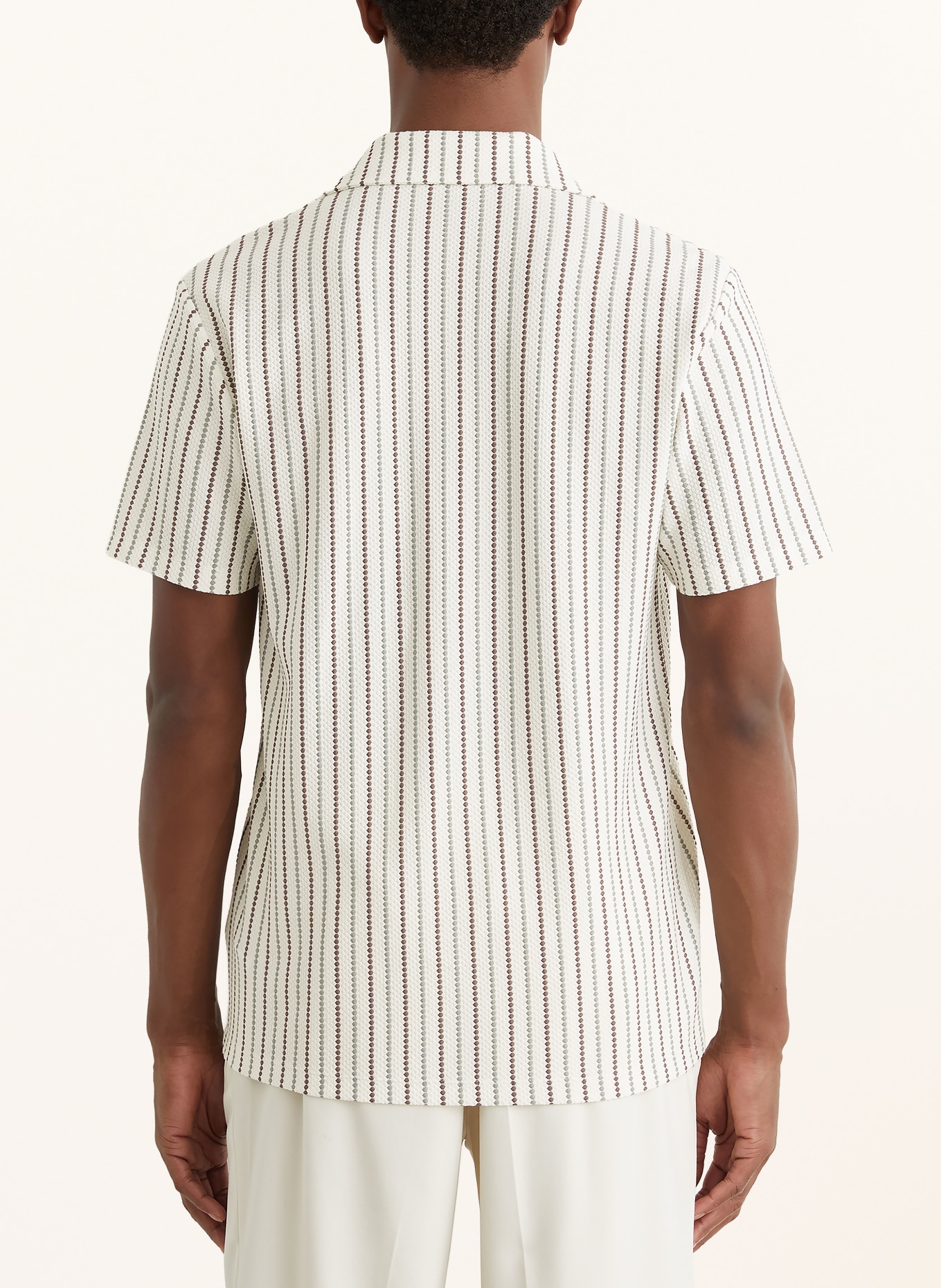 REISS Resorthemd PERCY Slim Fit: ECRU / DUNKELBRAUN / GRÜN