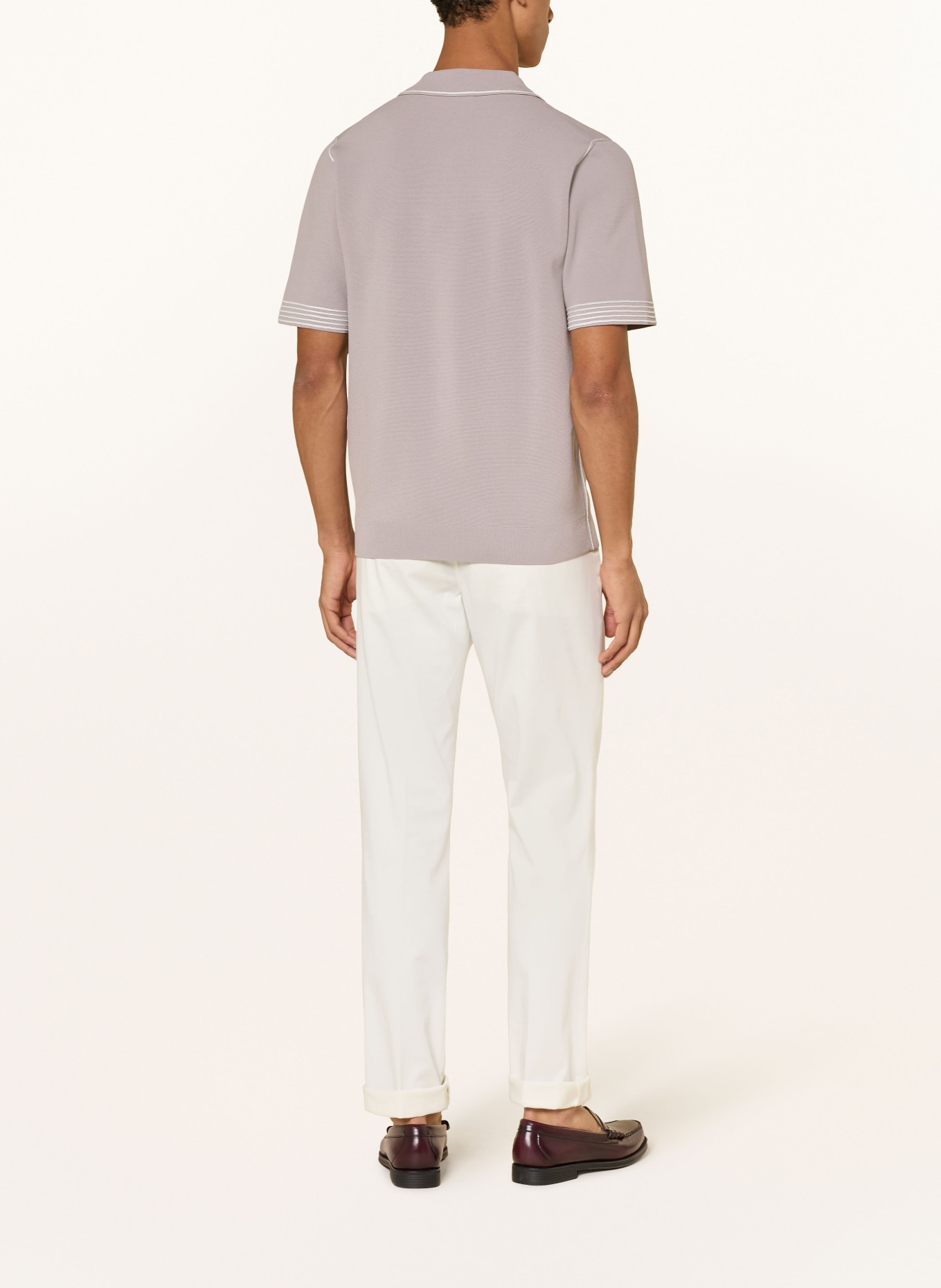 REISS Gebreid poloshirt NEWBURY: LICHTBRUIN