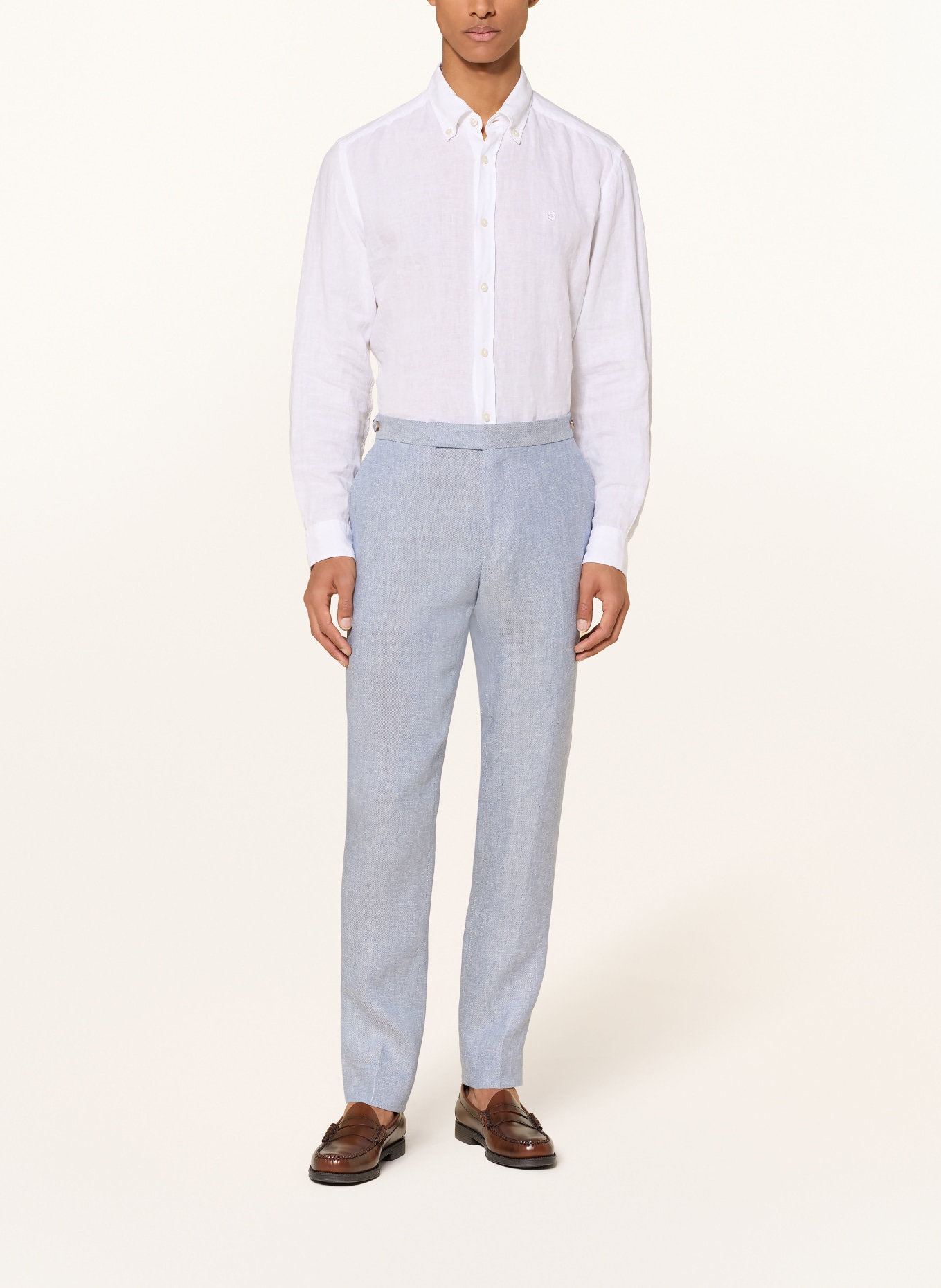 REISS Spodnie lniane ATLANTIC o kroju slim fit: JASNONIEBIESKI