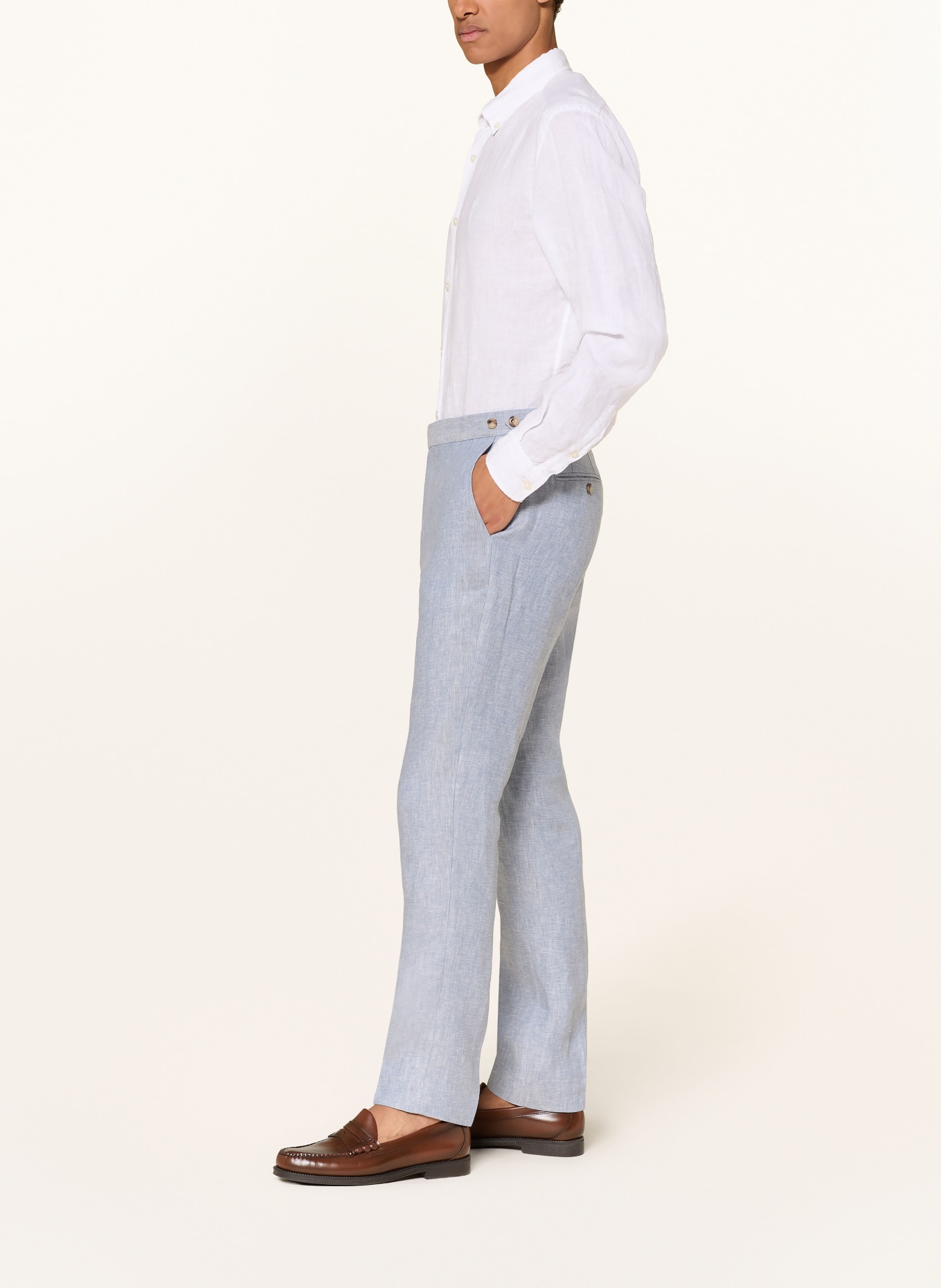 REISS Spodnie lniane ATLANTIC o kroju slim fit: JASNONIEBIESKI