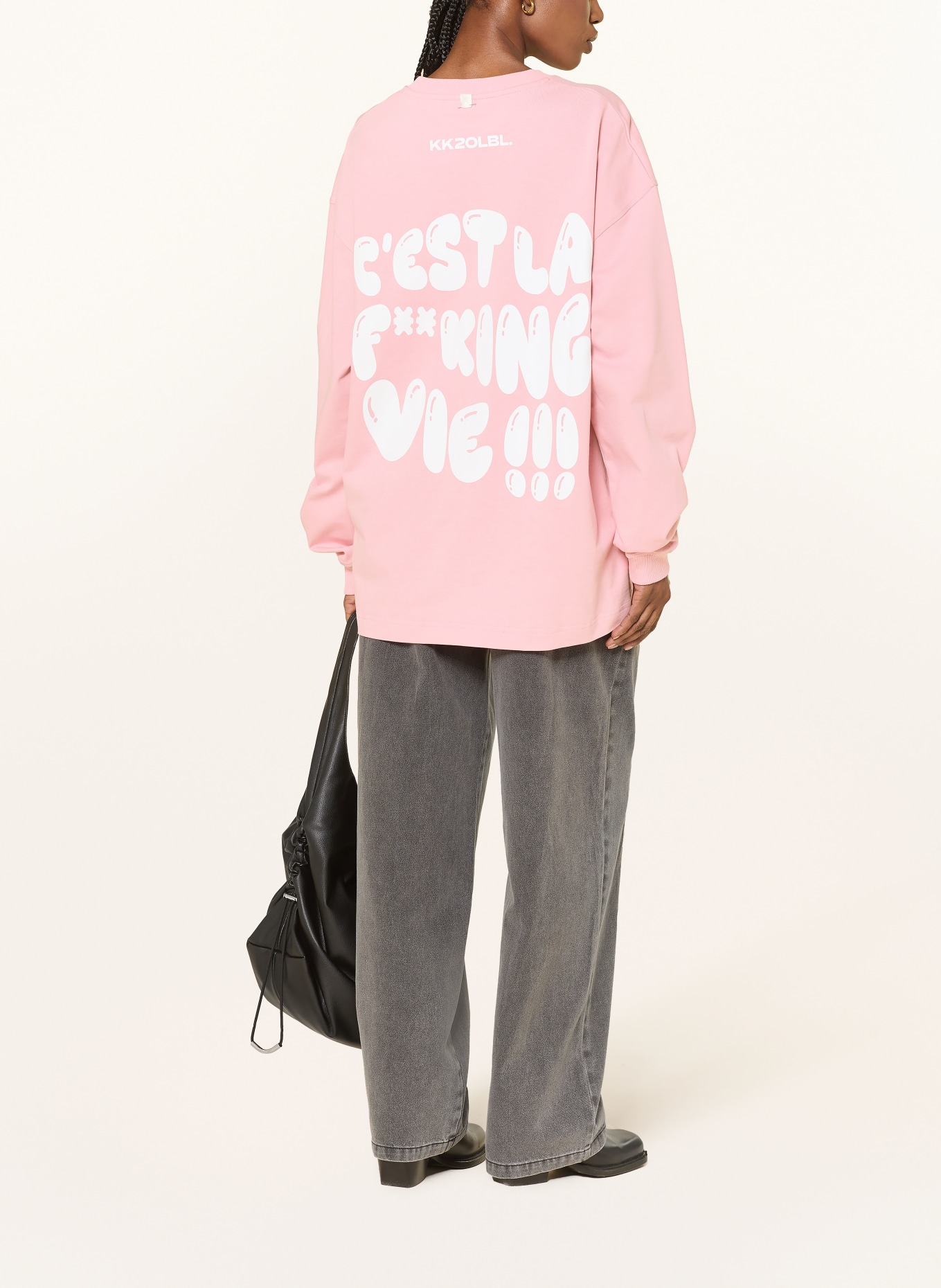 KARO KAUER Oversized long-sleeve shirt: PINK / WHITE