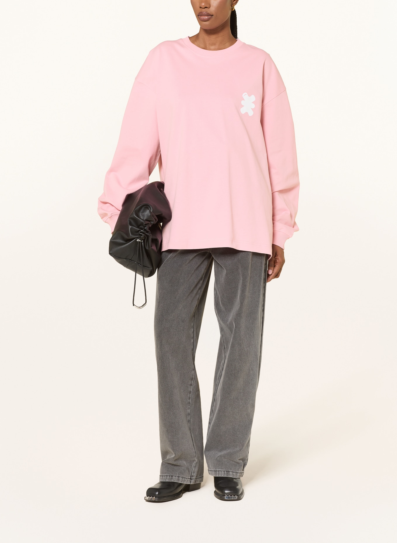 KARO KAUER Oversized long-sleeve shirt: PINK / WHITE