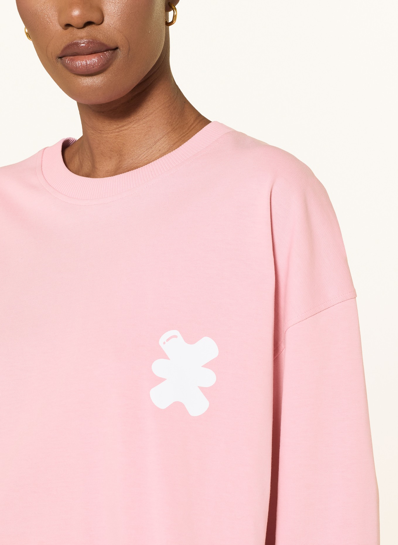 KARO KAUER Oversized long-sleeve shirt: PINK / WHITE
