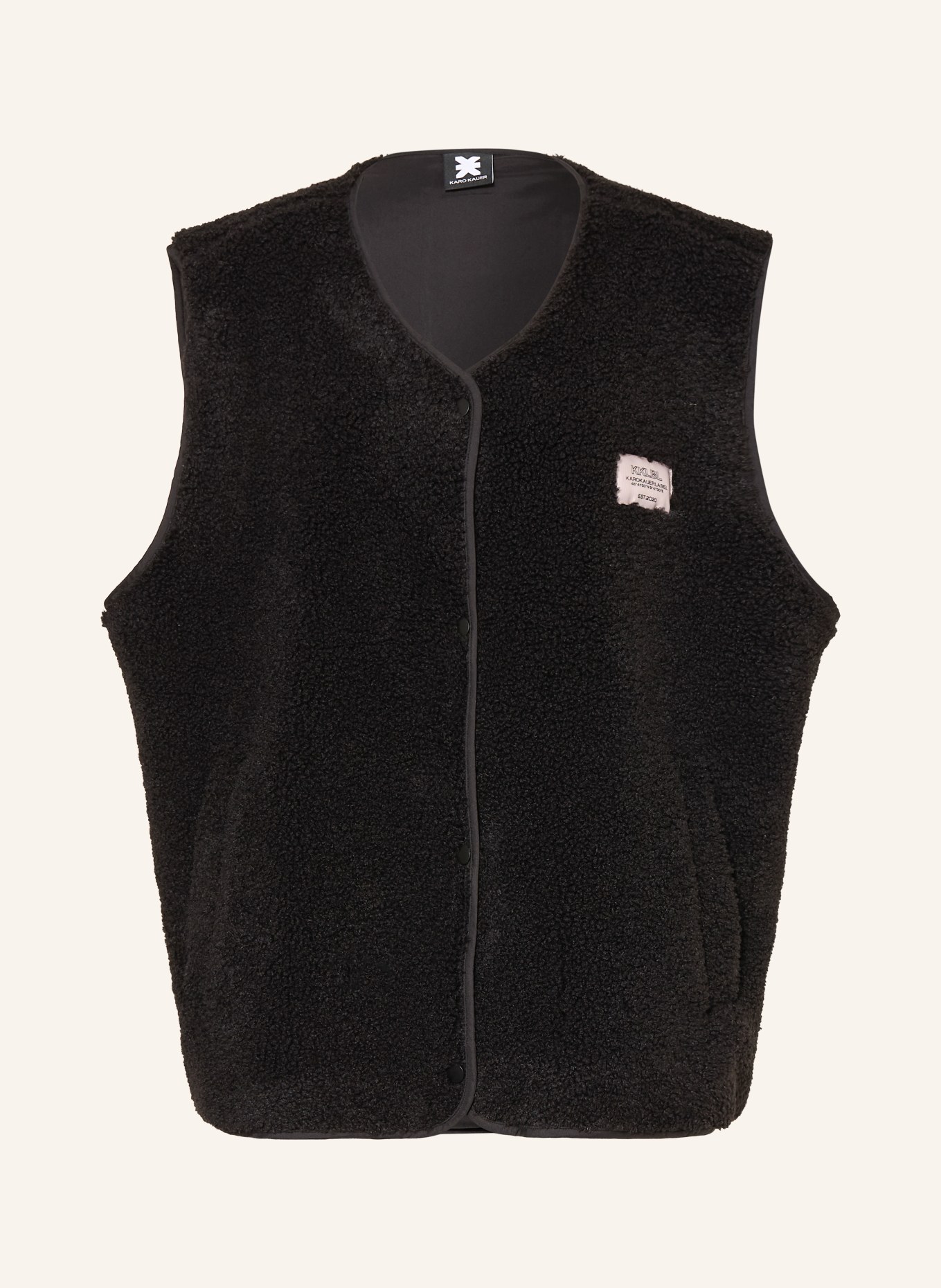 KARO KAUER Oversized teddy fur vest: BLACK
