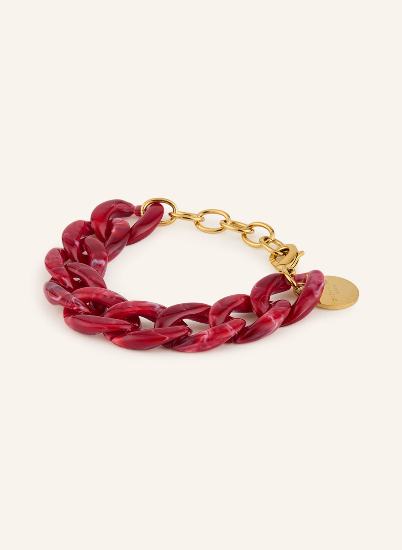 CHEEKY CHAIN MUNICH náramek: TMAVĚ ČERVENÁ / ZLATÁ