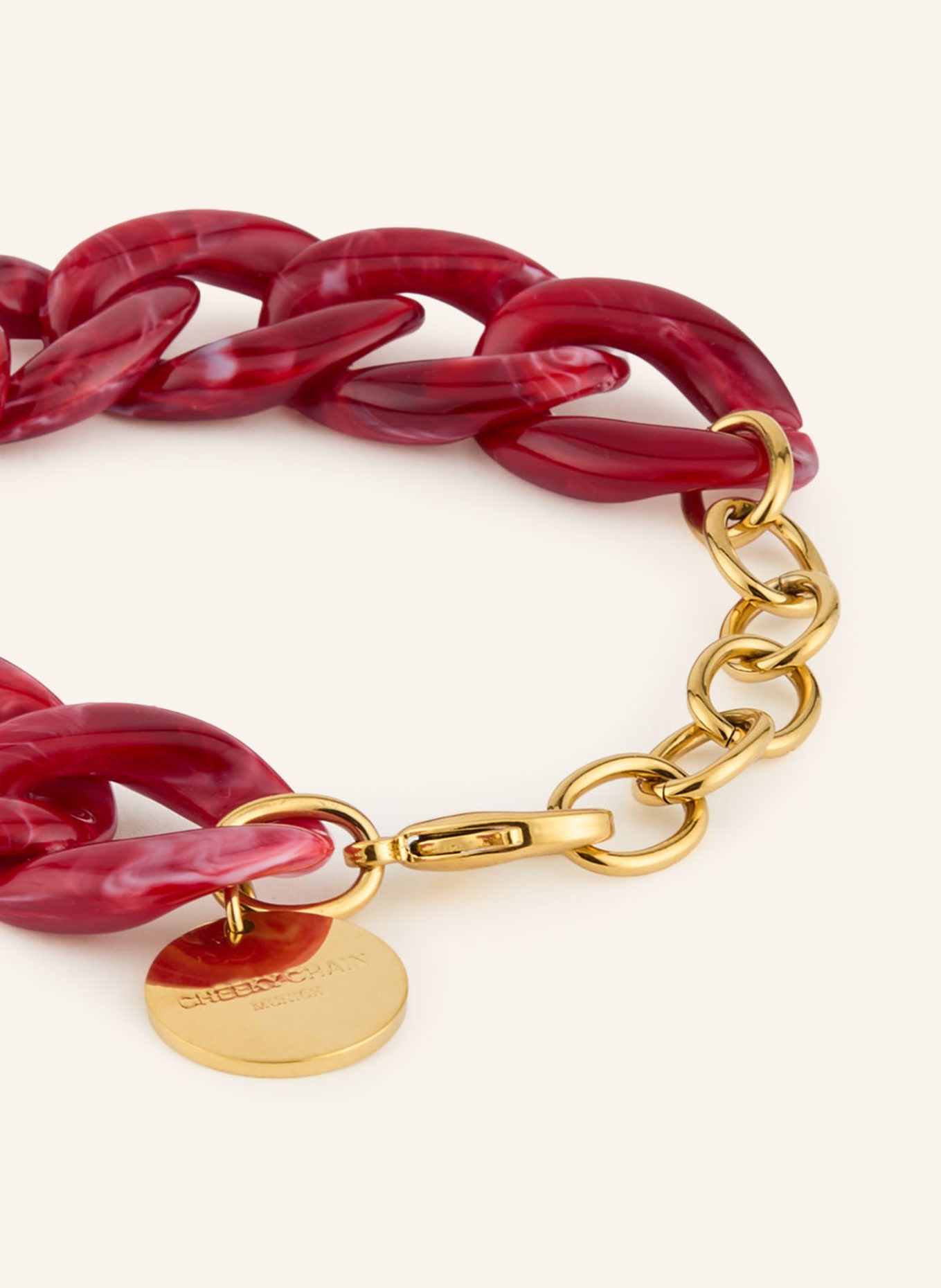 CHEEKY CHAIN MUNICH náramek: TMAVĚ ČERVENÁ / ZLATÁ