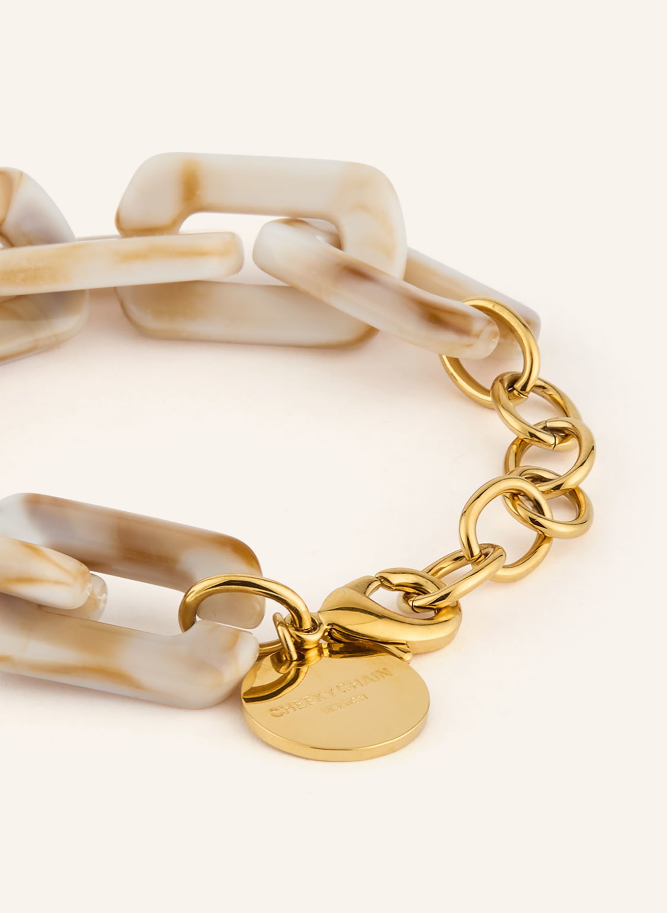CHEEKY CHAIN MUNICH Náramek KELLY: BÉŽOVÁ / ZLATÁ / HNĚDÁ