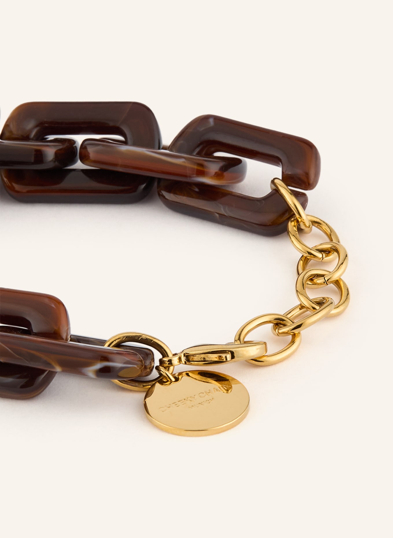 CHEEKY CHAIN MUNICH Náramek KELLY: TMAVĚ HNĚDÁ / ZLATÁ